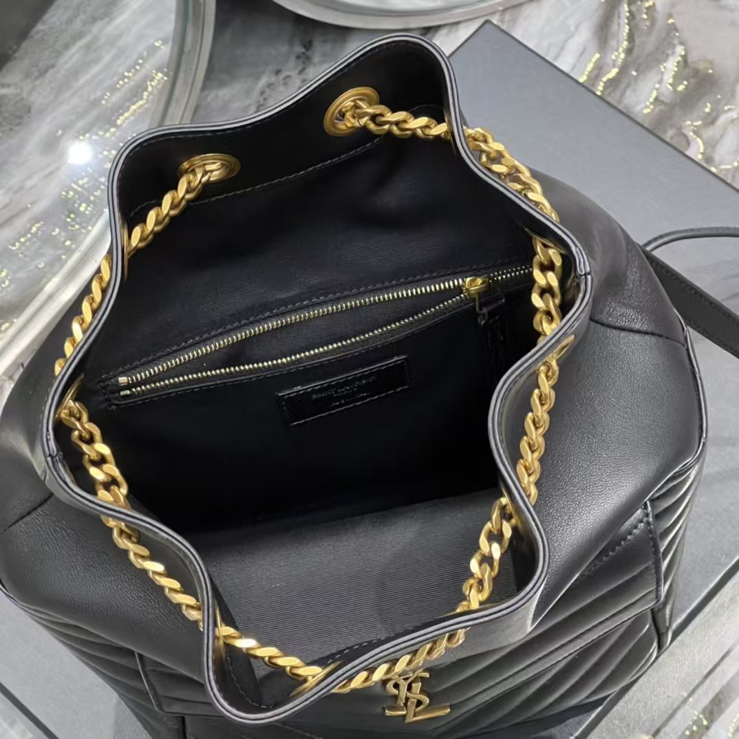 [TOP]Saint Laurent Joe Backpack Matelasse Chevron Leather Black - Bag