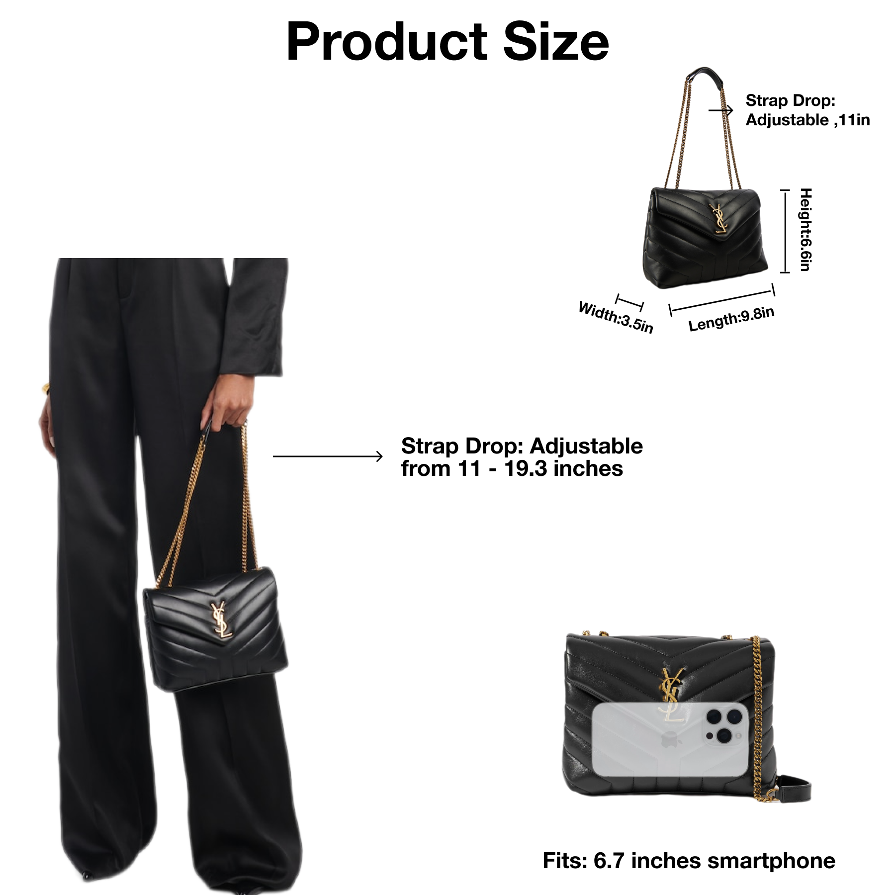SAINT LAURENT Loulou Small Quilted Leather Shoulder Bag Black - Bag