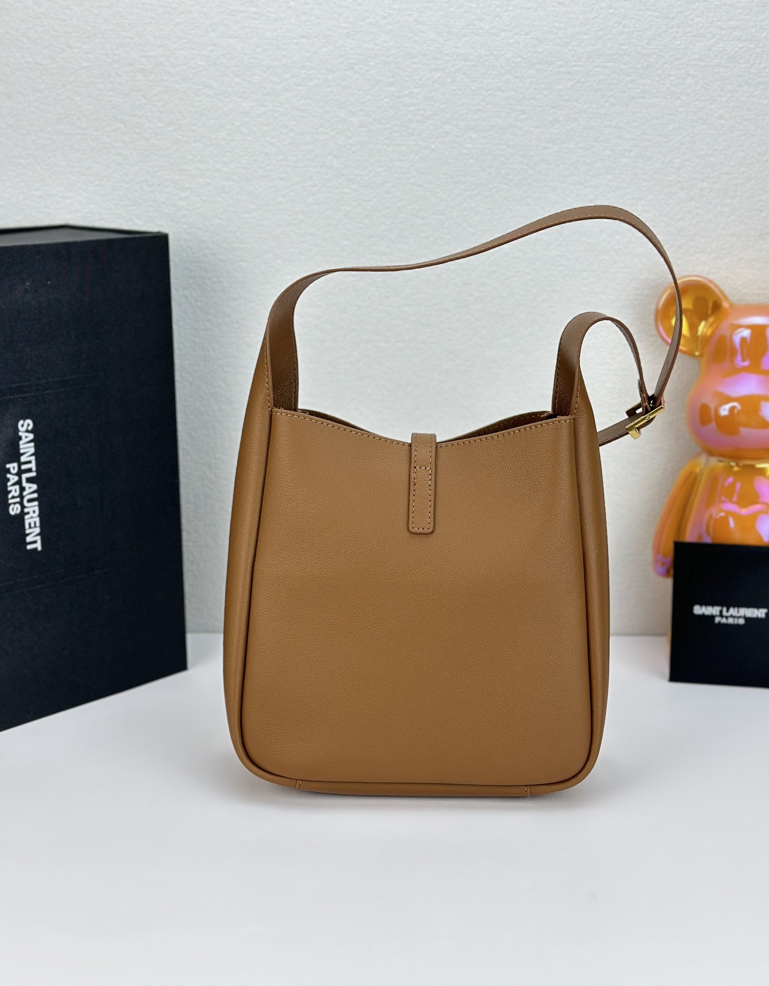 Saint Laurent LE 5 À 7 small bag in soft python Brown - Bag