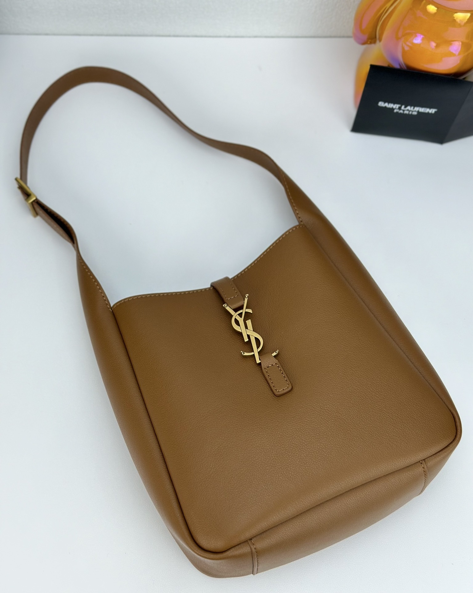 Saint Laurent LE 5 À 7 small bag in soft python Brown - Bag