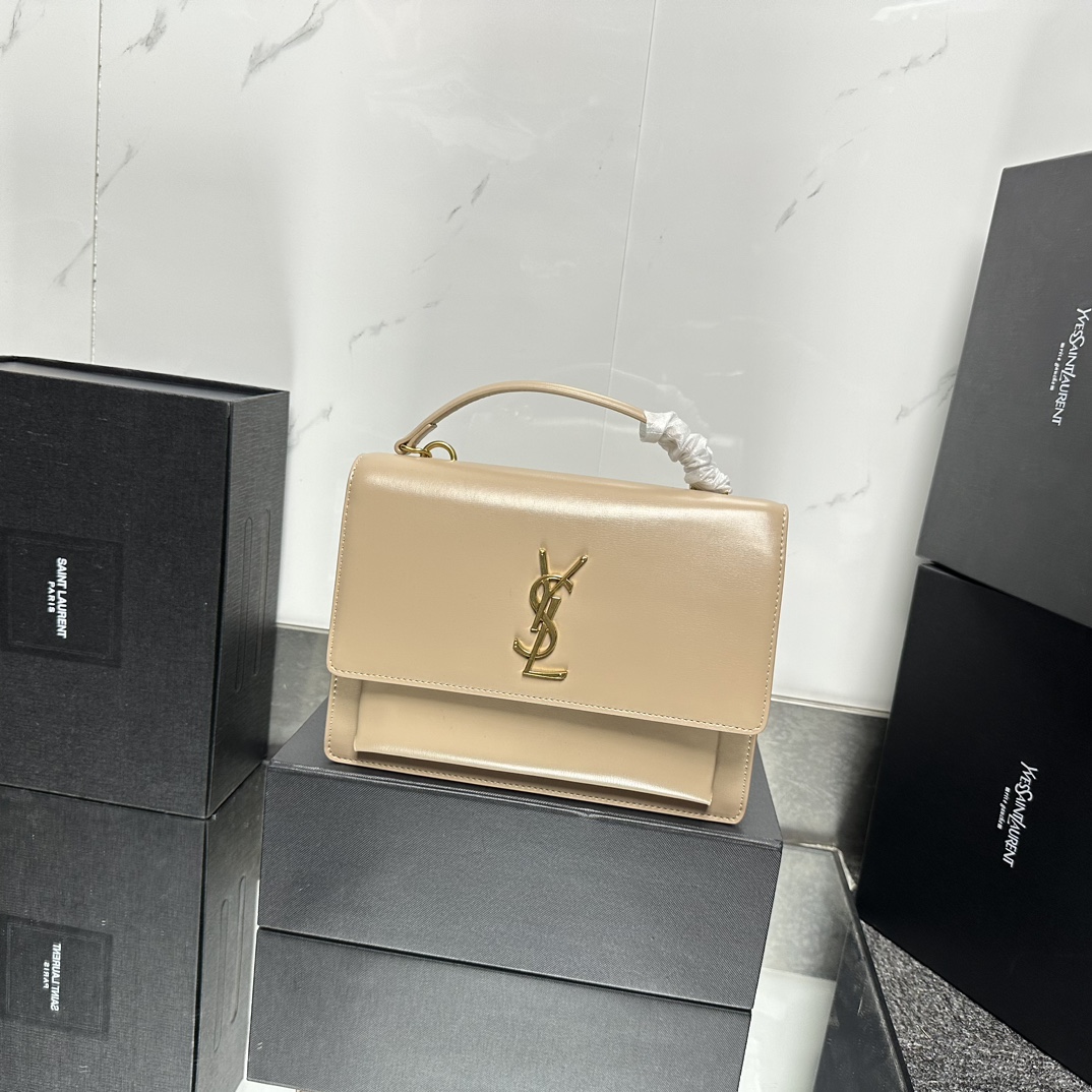 Saint Laurent YSL Sunset medium leather cross-body bag Dark Beige - Bag