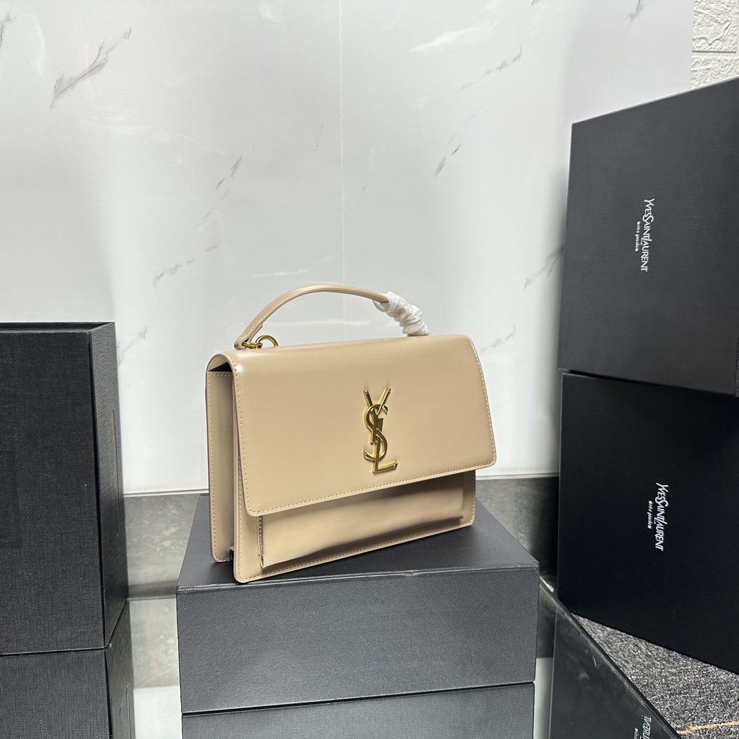 Saint Laurent YSL Sunset medium leather cross-body bag Dark Beige - Bag