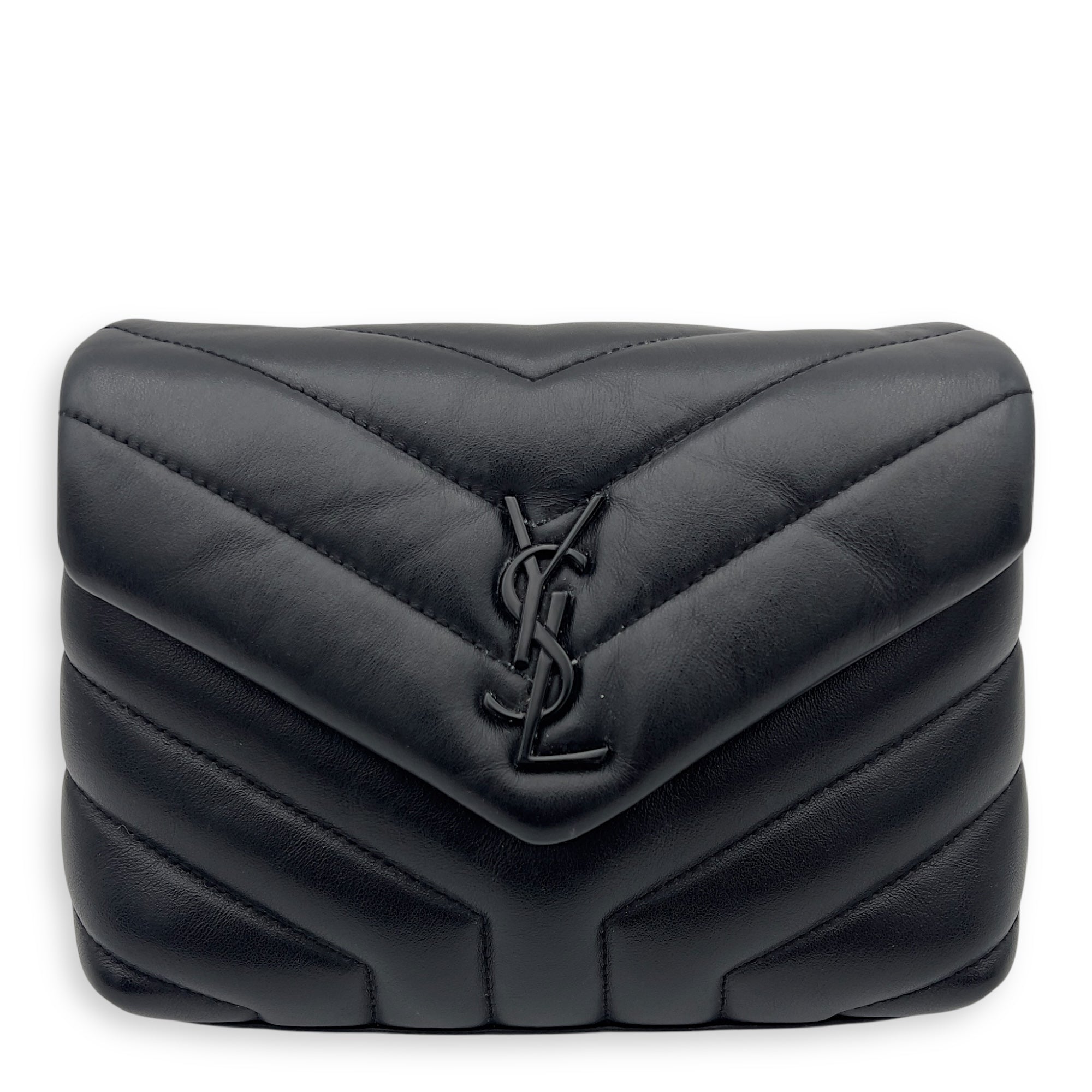 Loulou Shoulder Bag Black in Calfskin, Acetate hardware