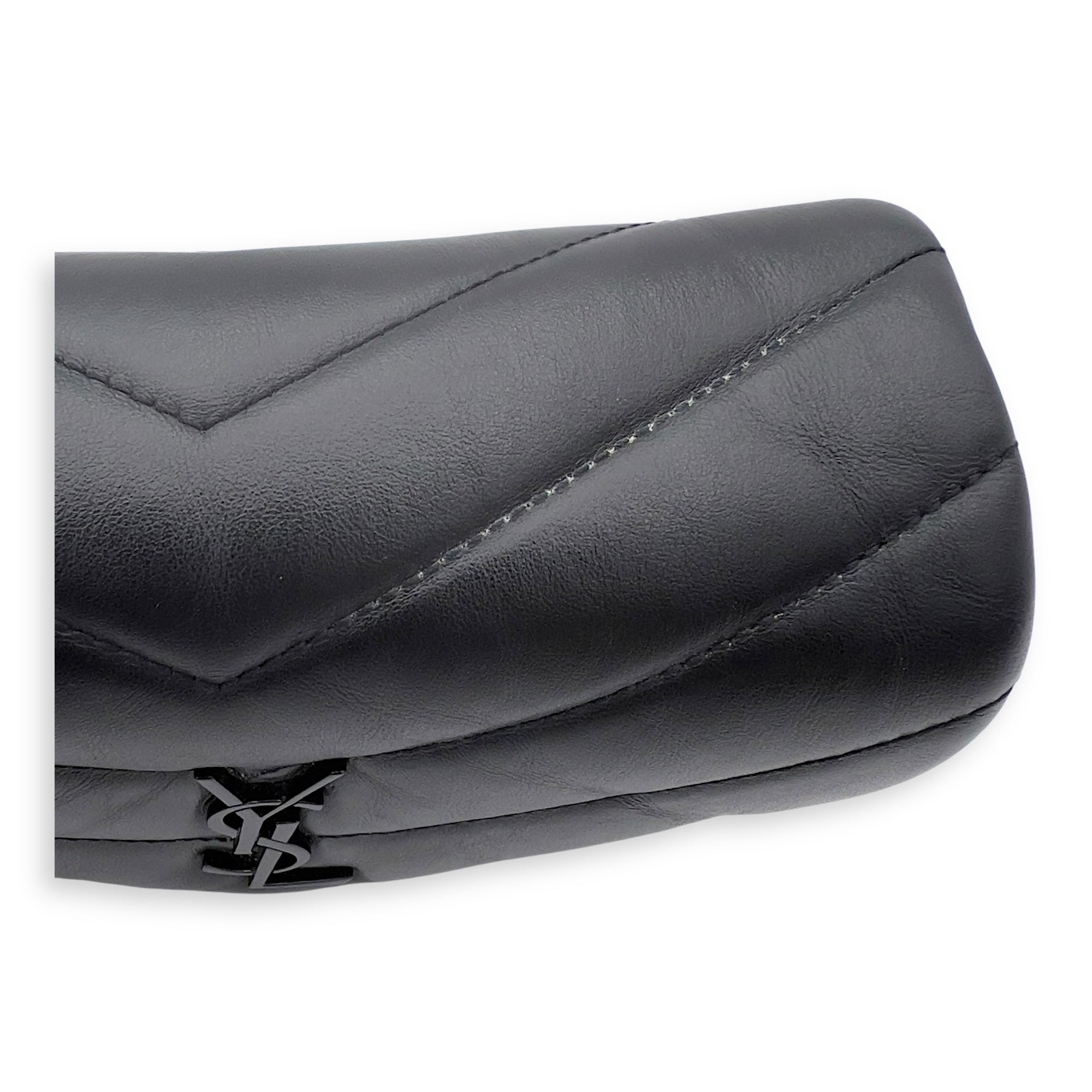 Loulou Shoulder Bag Black in Calfskin, Acetate hardware