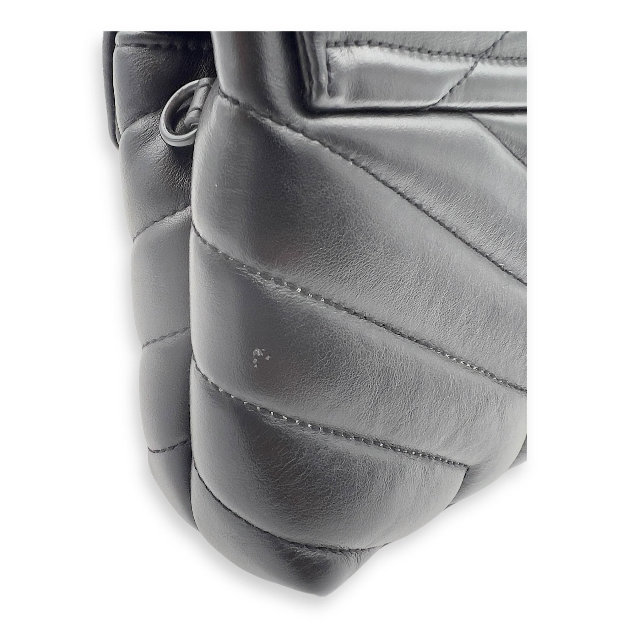 Loulou Shoulder Bag Black in Calfskin, Acetate hardware