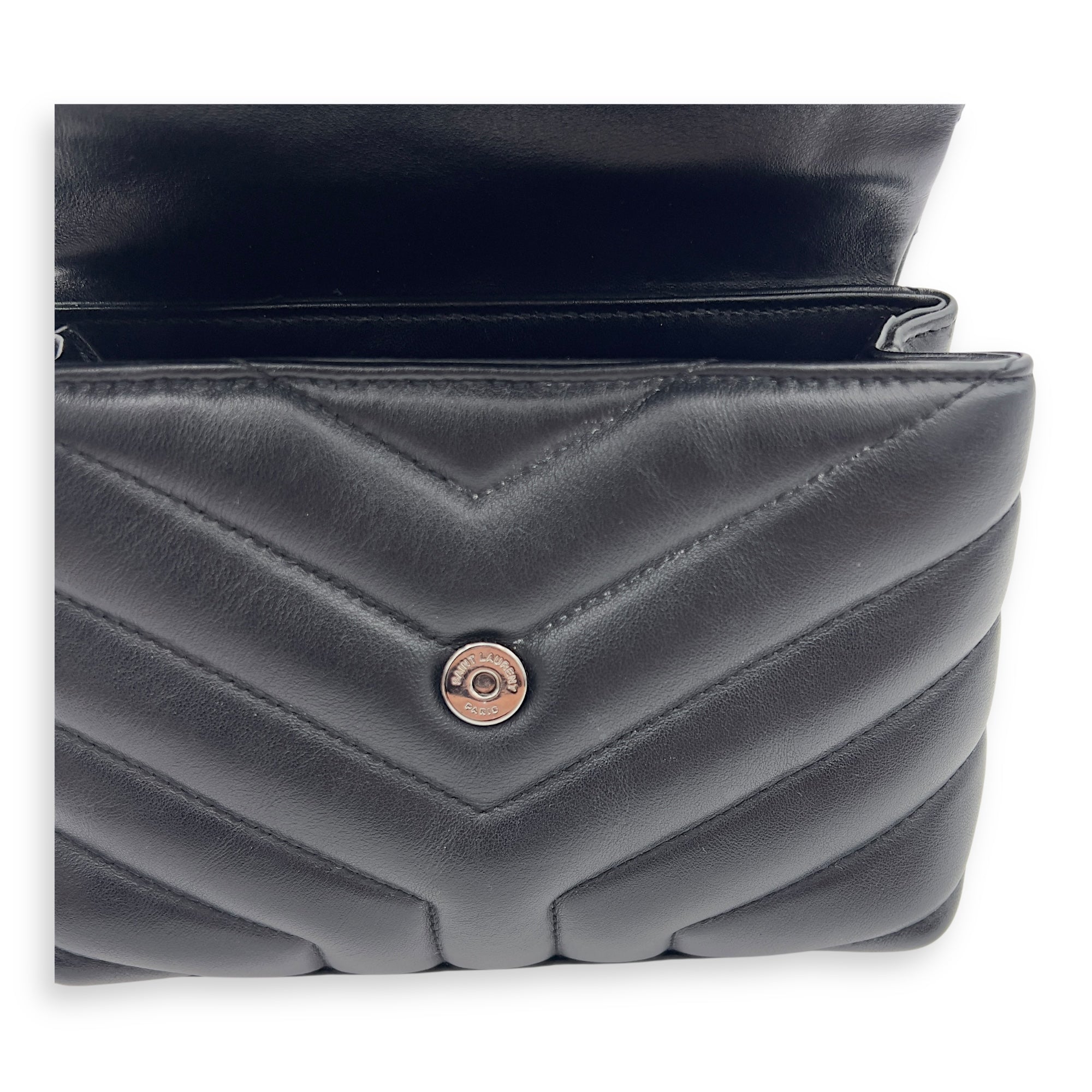 Loulou Shoulder Bag Black in Calfskin, Acetate hardware
