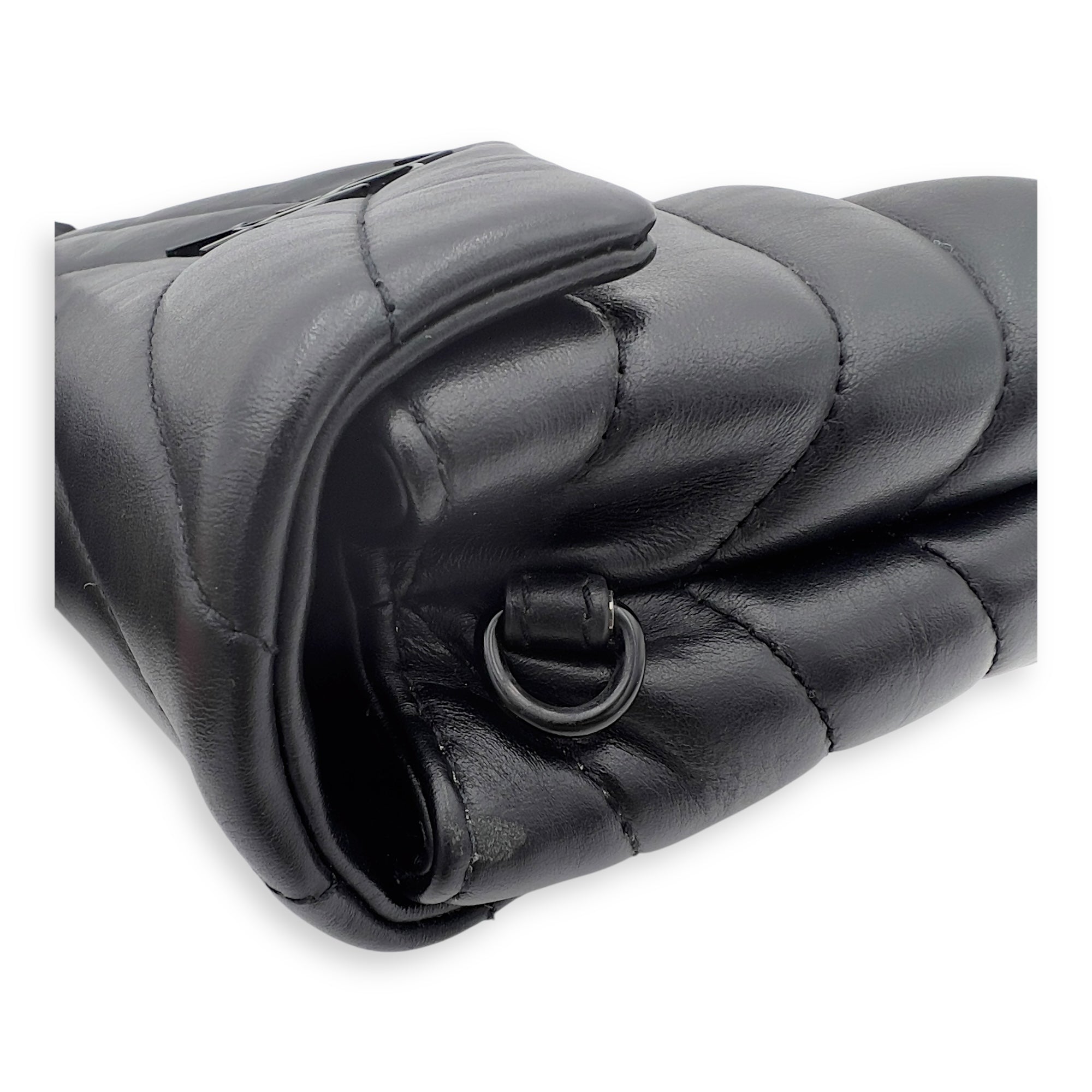 Loulou Shoulder Bag Black in Calfskin, Acetate hardware