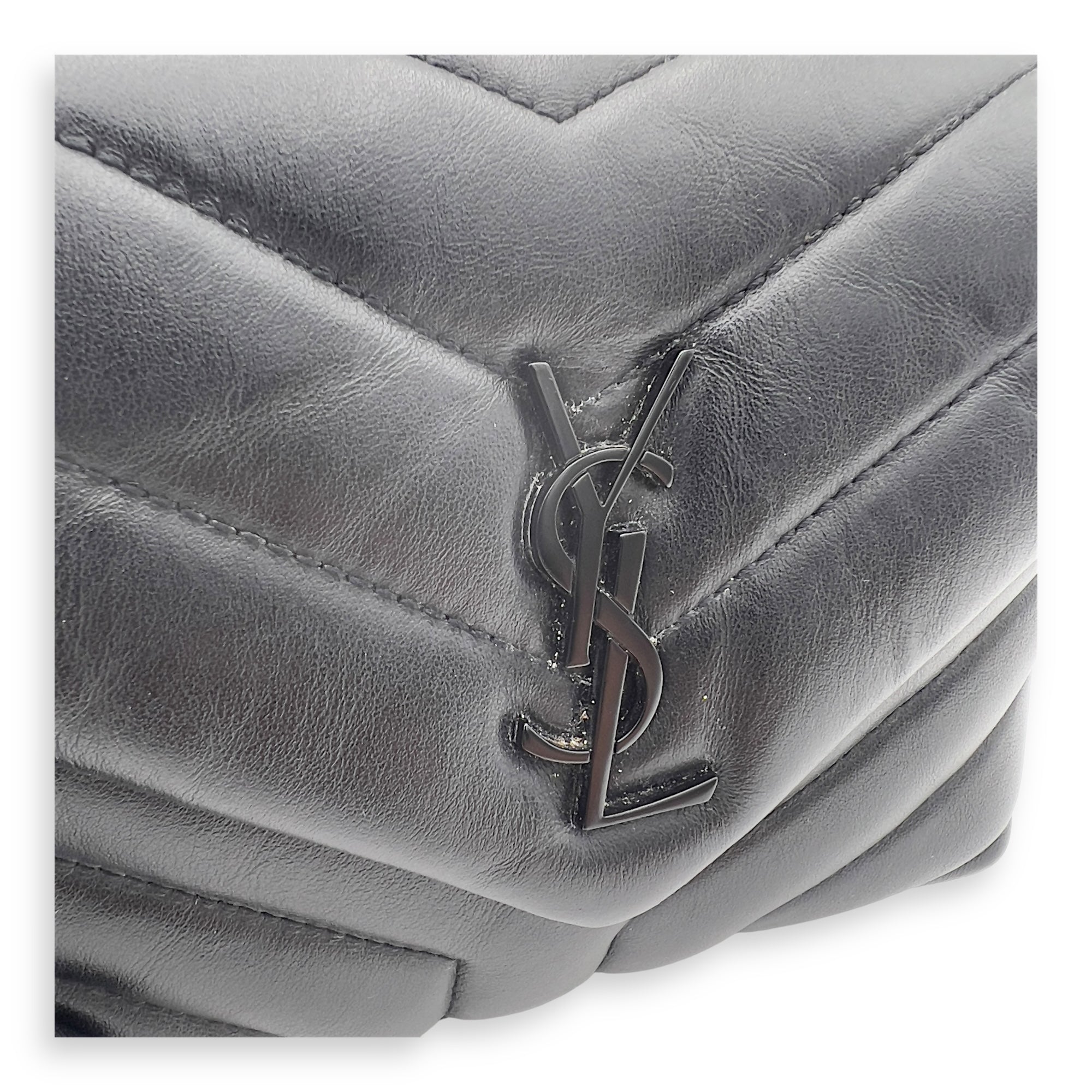 Loulou Shoulder Bag Black in Calfskin, Acetate hardware