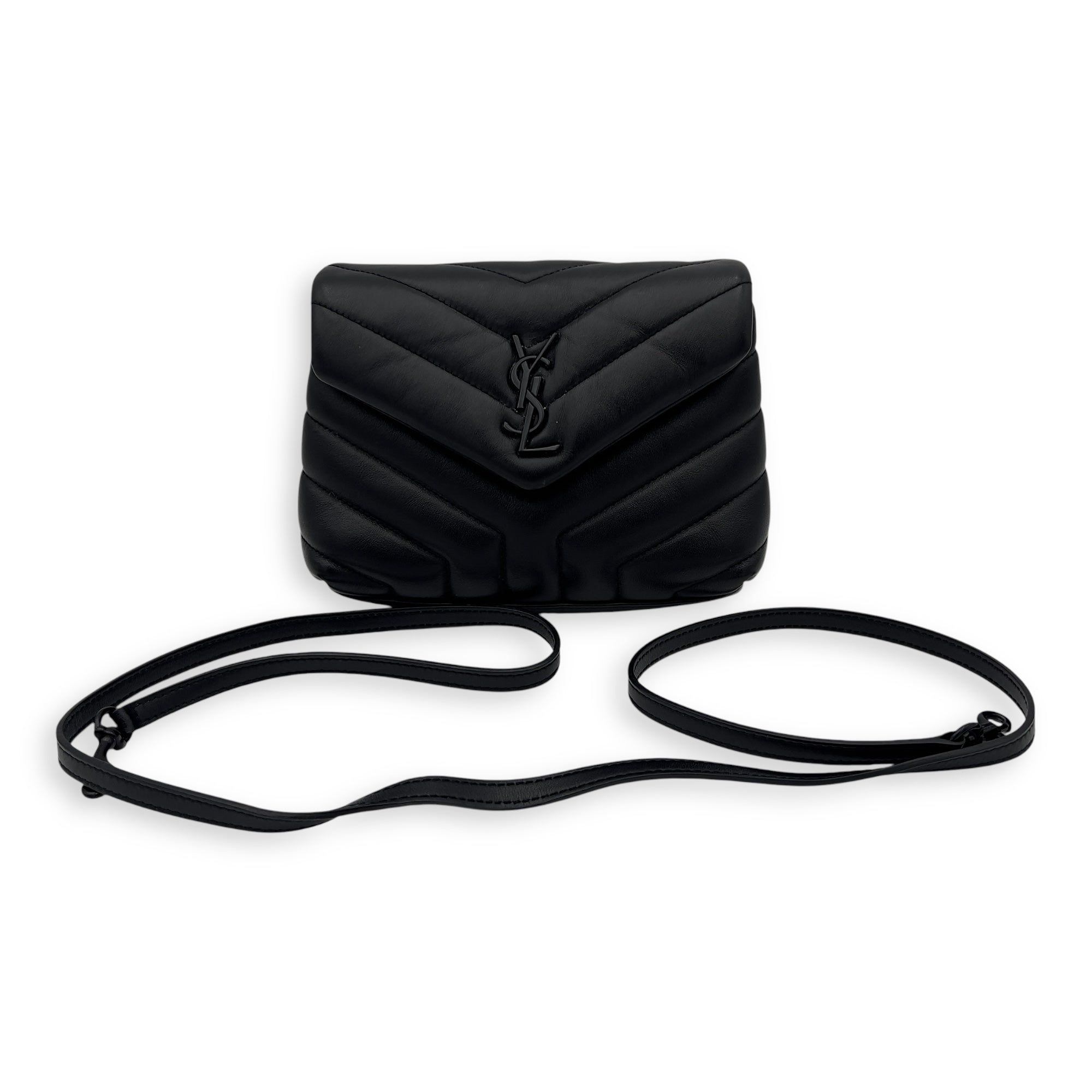 Loulou Shoulder Bag Black in Calfskin, Acetate hardware