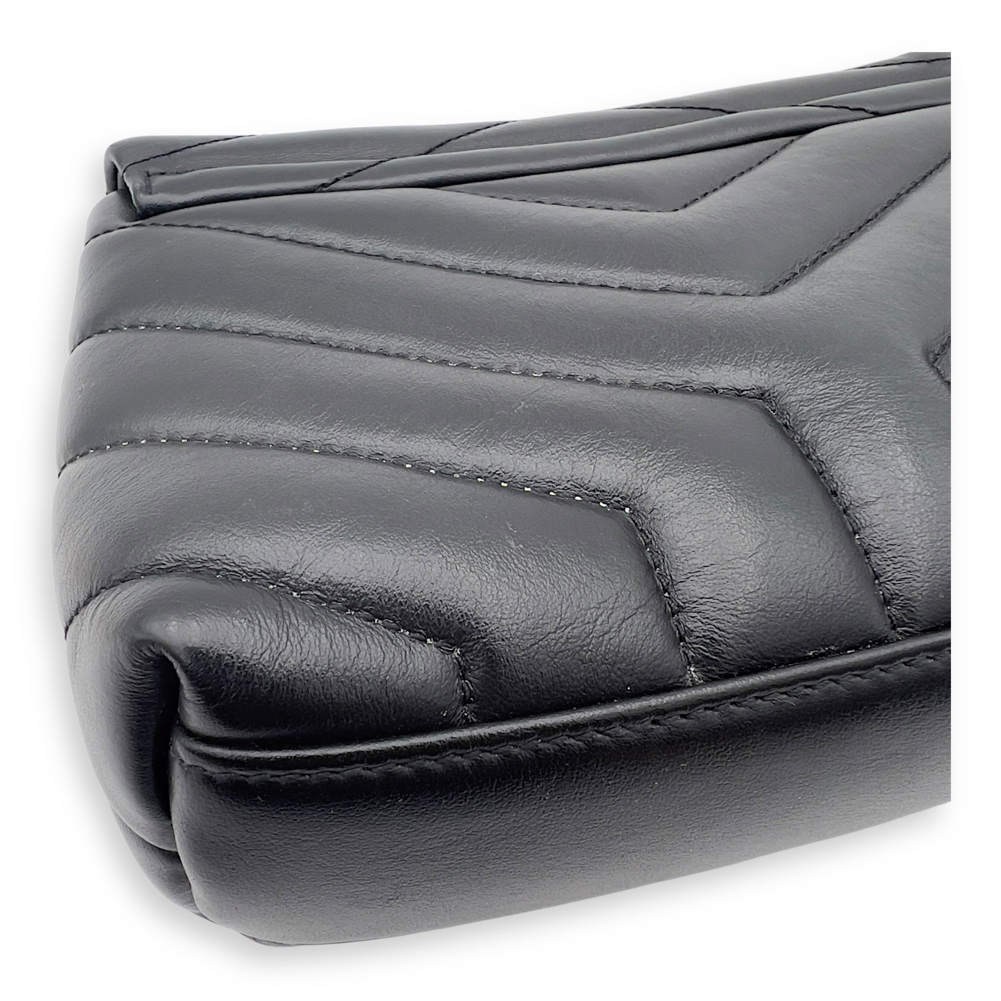Loulou Shoulder Bag Black in Calfskin, Acetate hardware