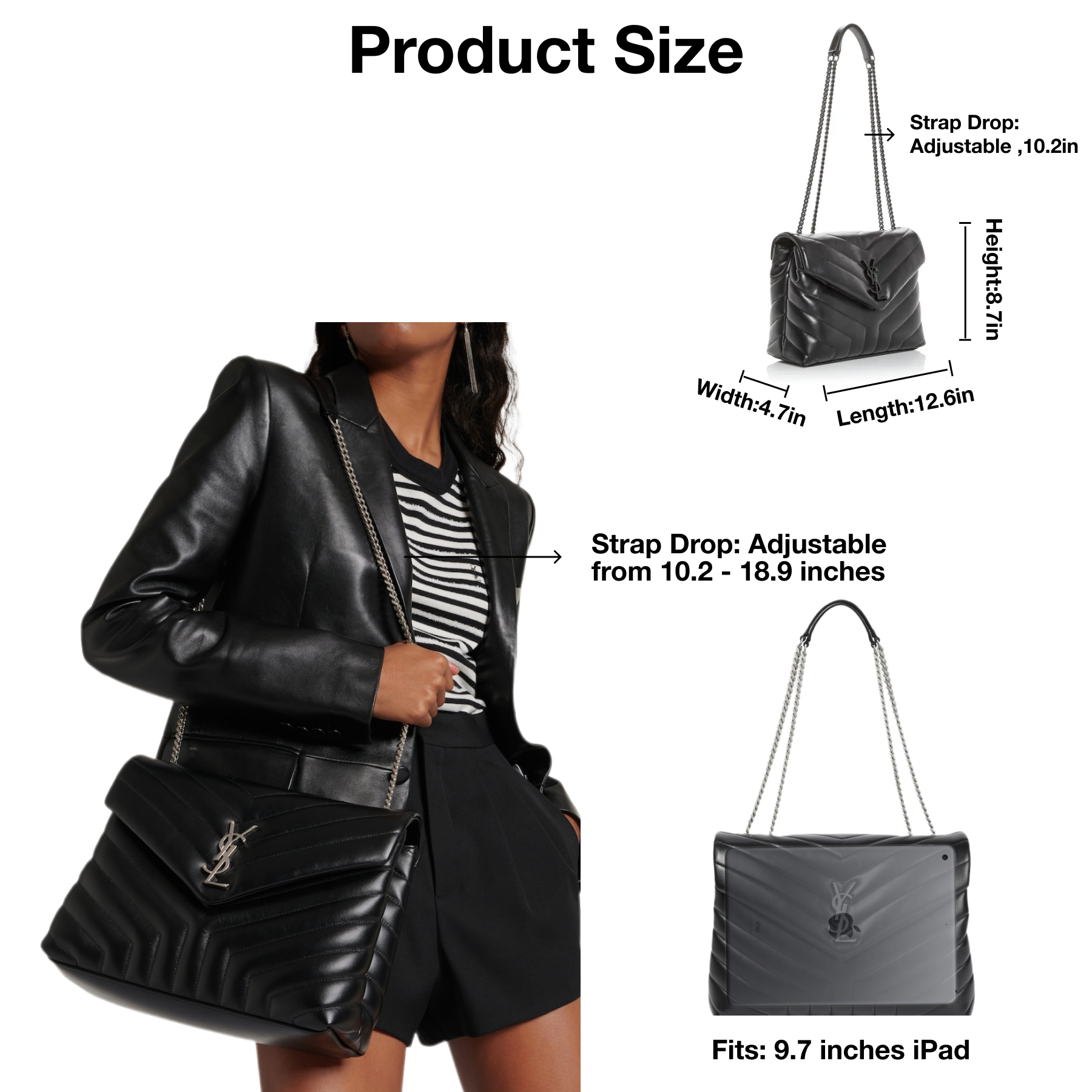 SAINT LAURENT Loulou medium quilted leather shoulder bag black - Bag