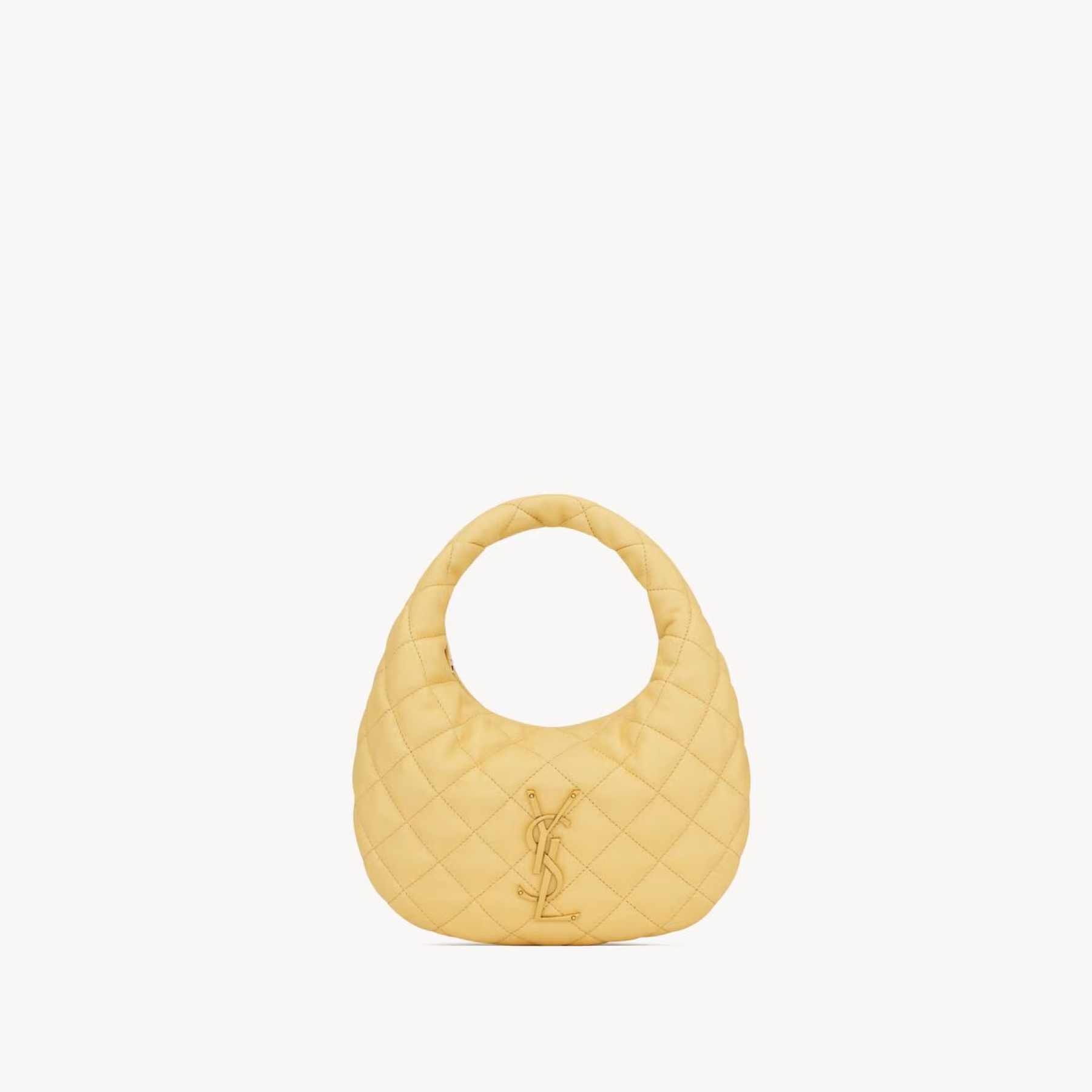 [TOP]Saint Laurent YSL IICARINO in quilted suede Hobo Bag - SOFT LEMON