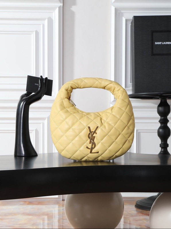 [TOP]Saint Laurent YSL IICARINO in quilted suede Hobo Bag - SOFT LEMON
