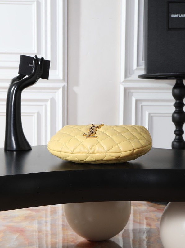 [TOP]Saint Laurent YSL IICARINO in quilted suede Hobo Bag - SOFT LEMON