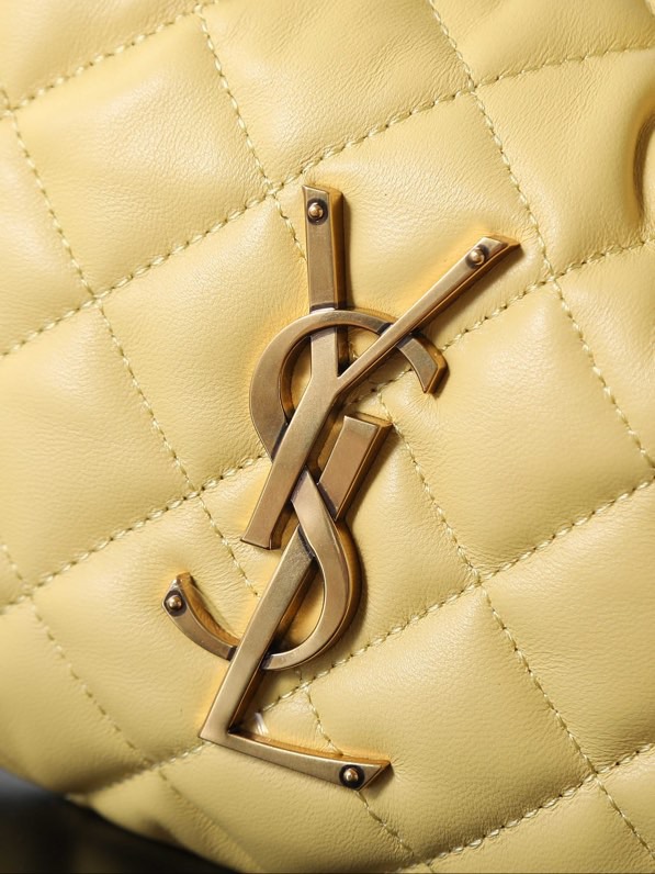 [TOP]Saint Laurent YSL IICARINO in quilted suede Hobo Bag - SOFT LEMON