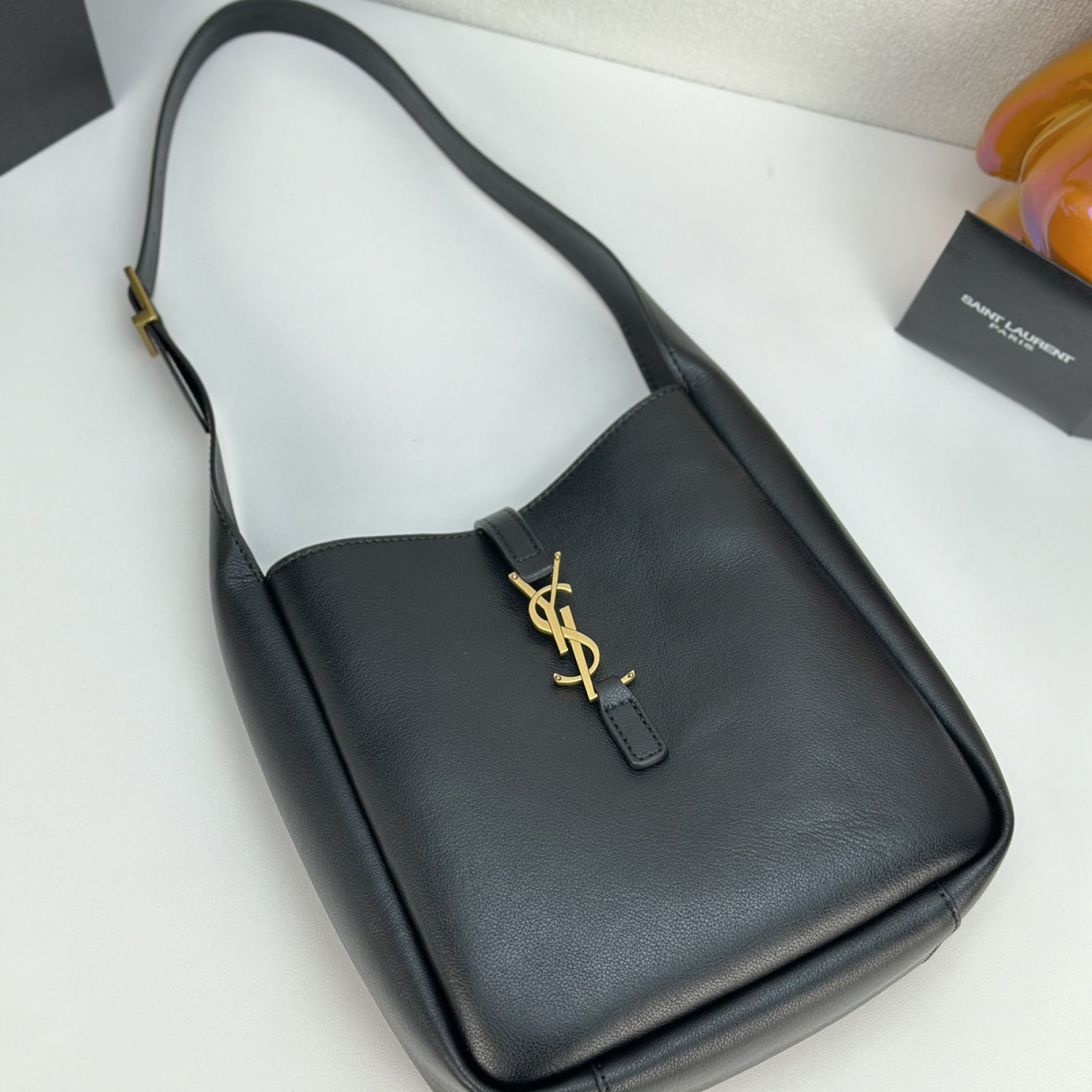 Saint Laurent LE 5 À 7 small bag in soft python Black - Bag