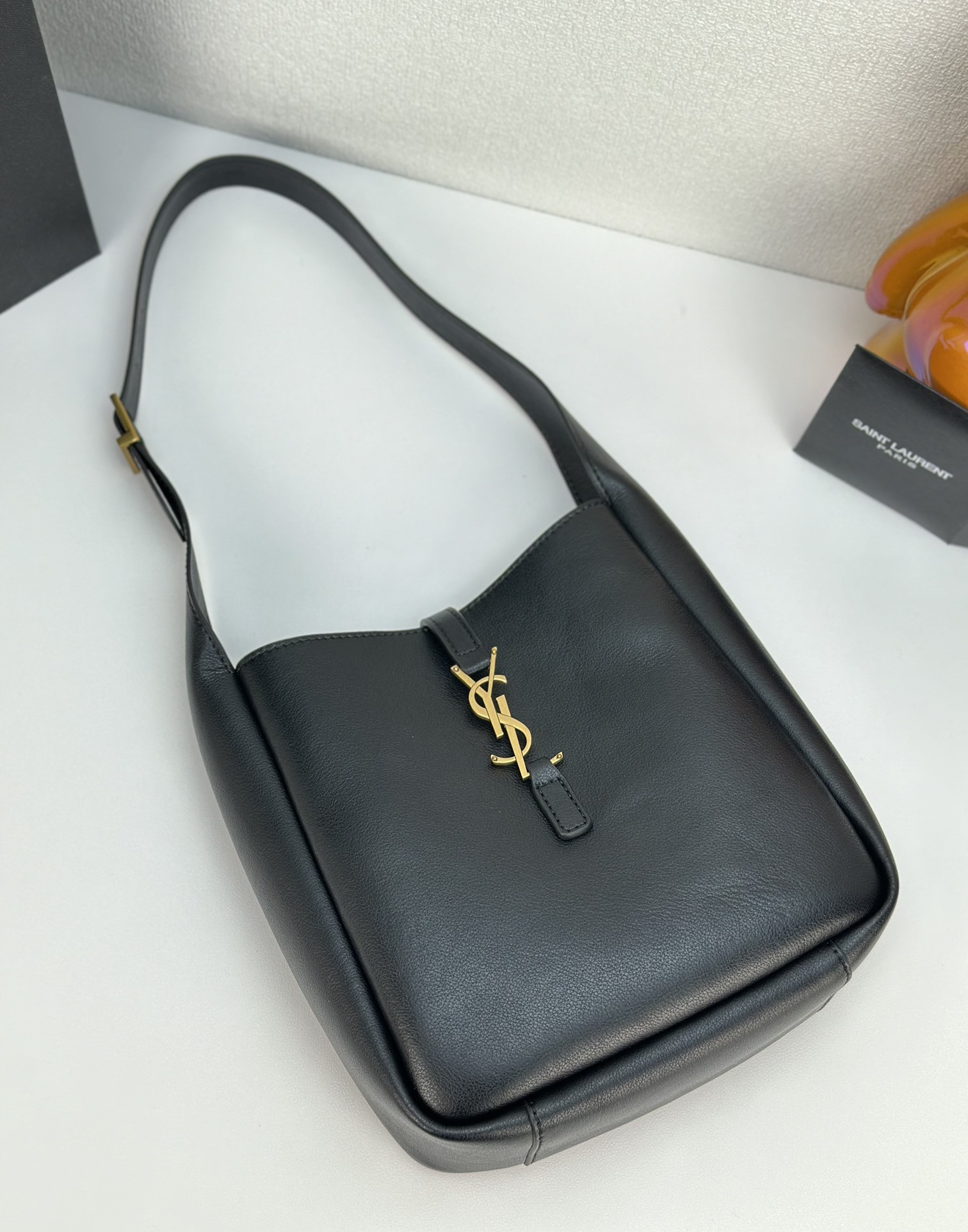 Saint Laurent LE 5 À 7 small bag in soft python Black - Bag