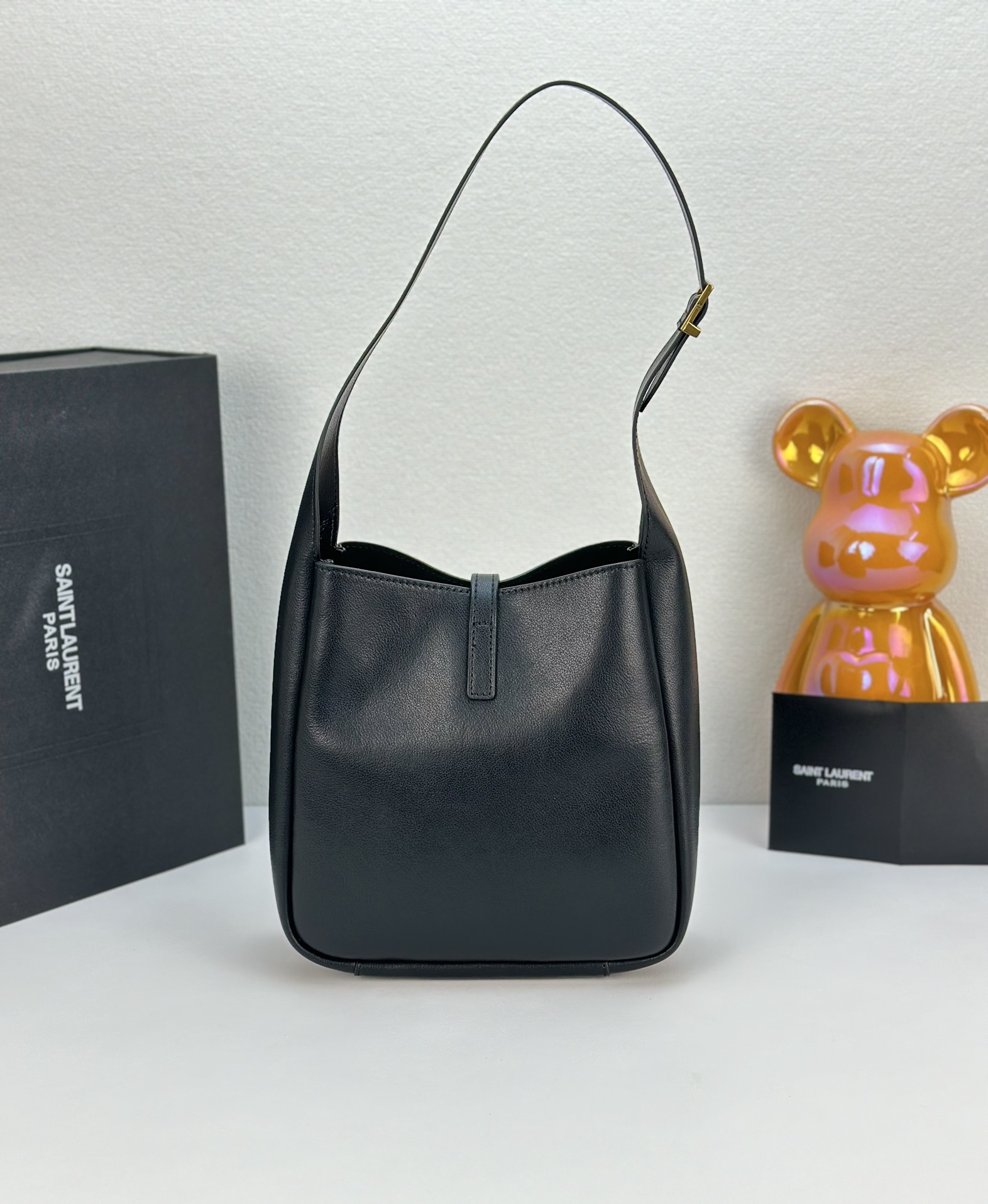 Saint Laurent LE 5 À 7 small bag in soft python Black - Bag