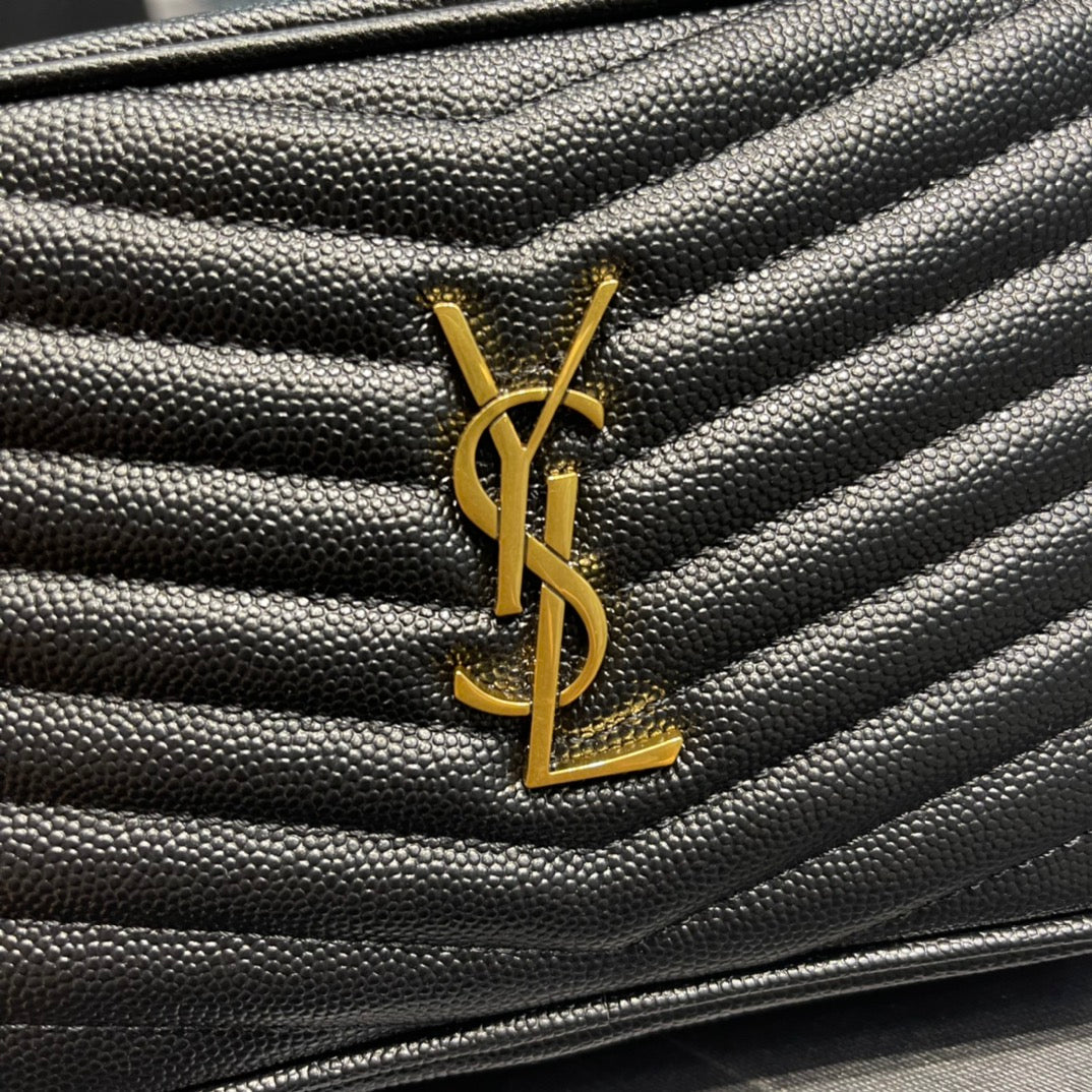 YSL Lou Mini Bag In Quilted Grain De Poudre Embossed Leather