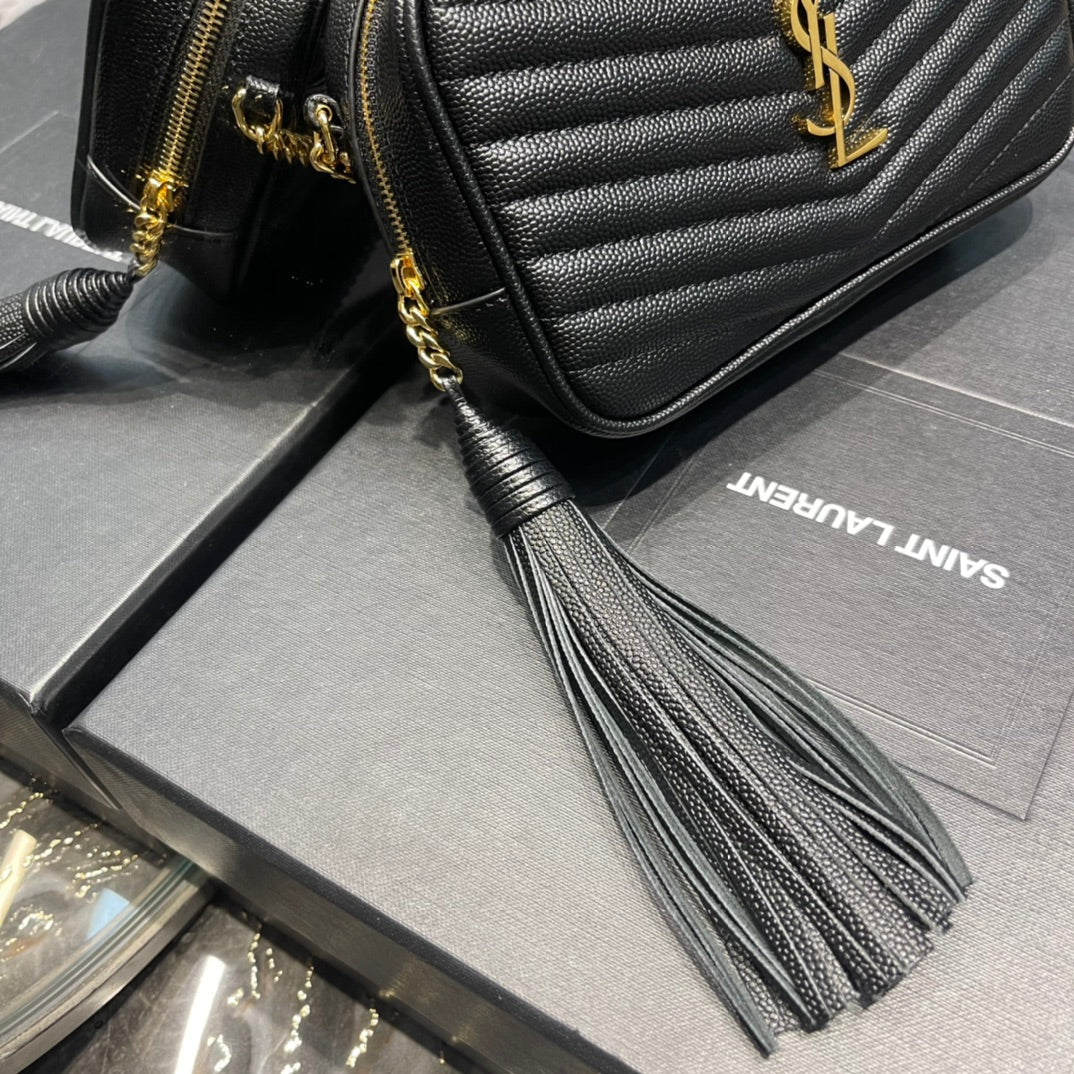 YSL Lou Mini Bag In Quilted Grain De Poudre Embossed Leather