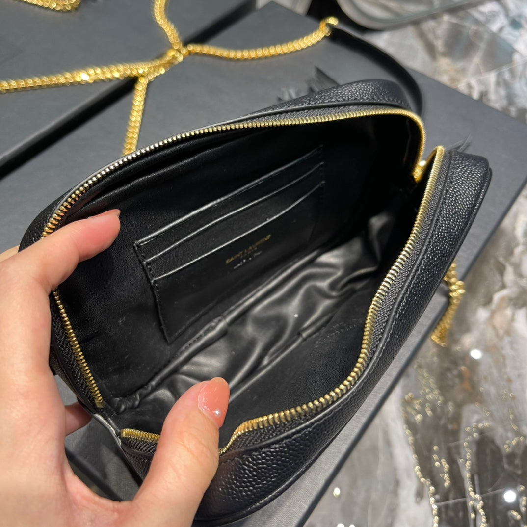 YSL Lou Mini Bag In Quilted Grain De Poudre Embossed Leather