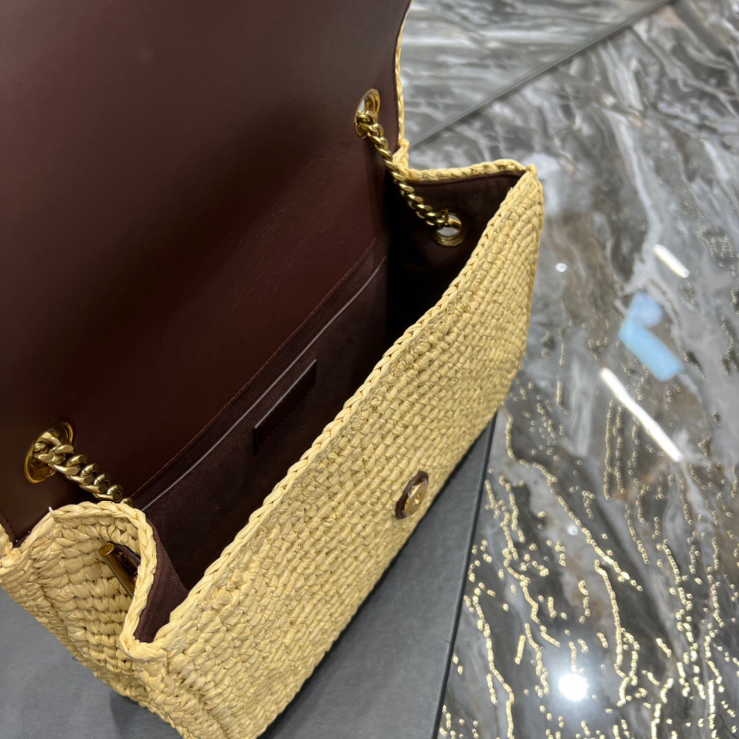 [TOP] SAINT LAUREN KATE MEDIUM SUPPLE CHAIN BAG IN RAFFIA - Bag