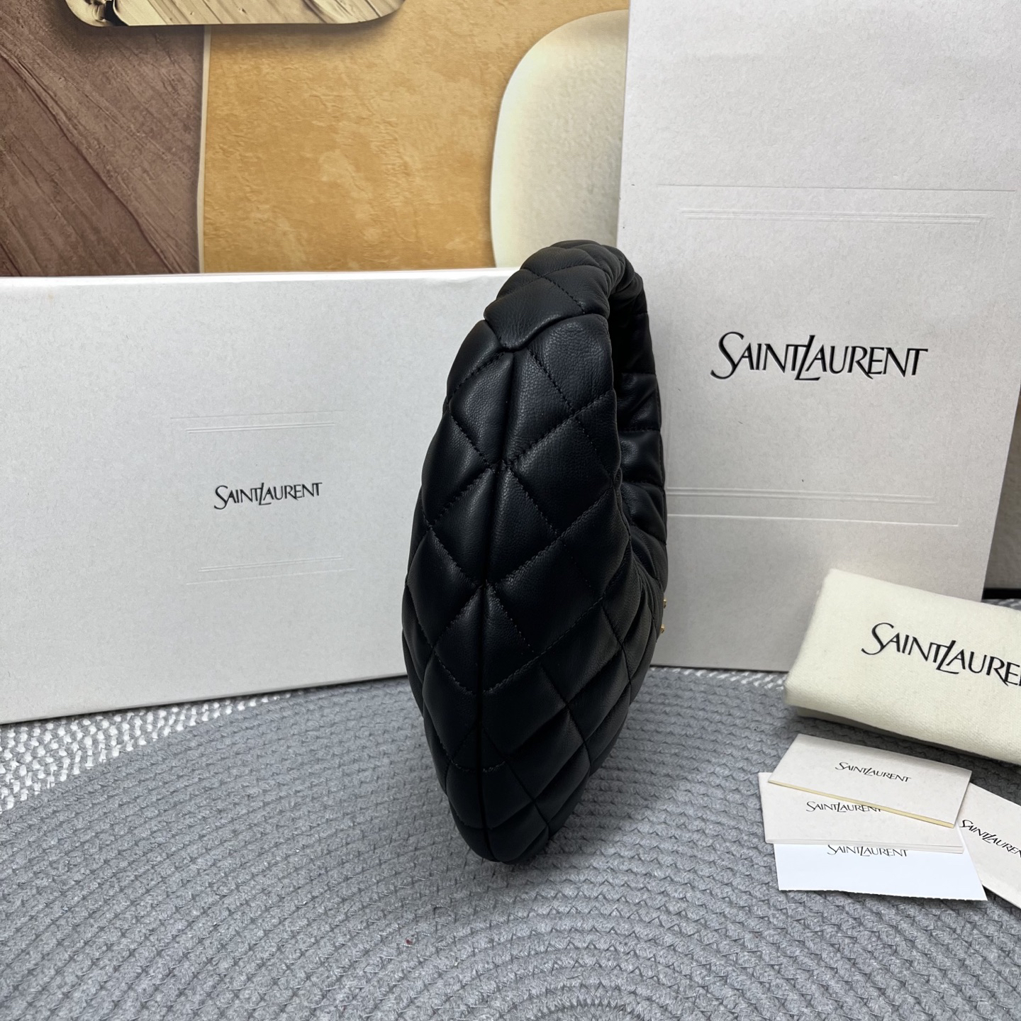 Saint Laurent YSL ICARINO in quilted nappa Hobo Bag - Black