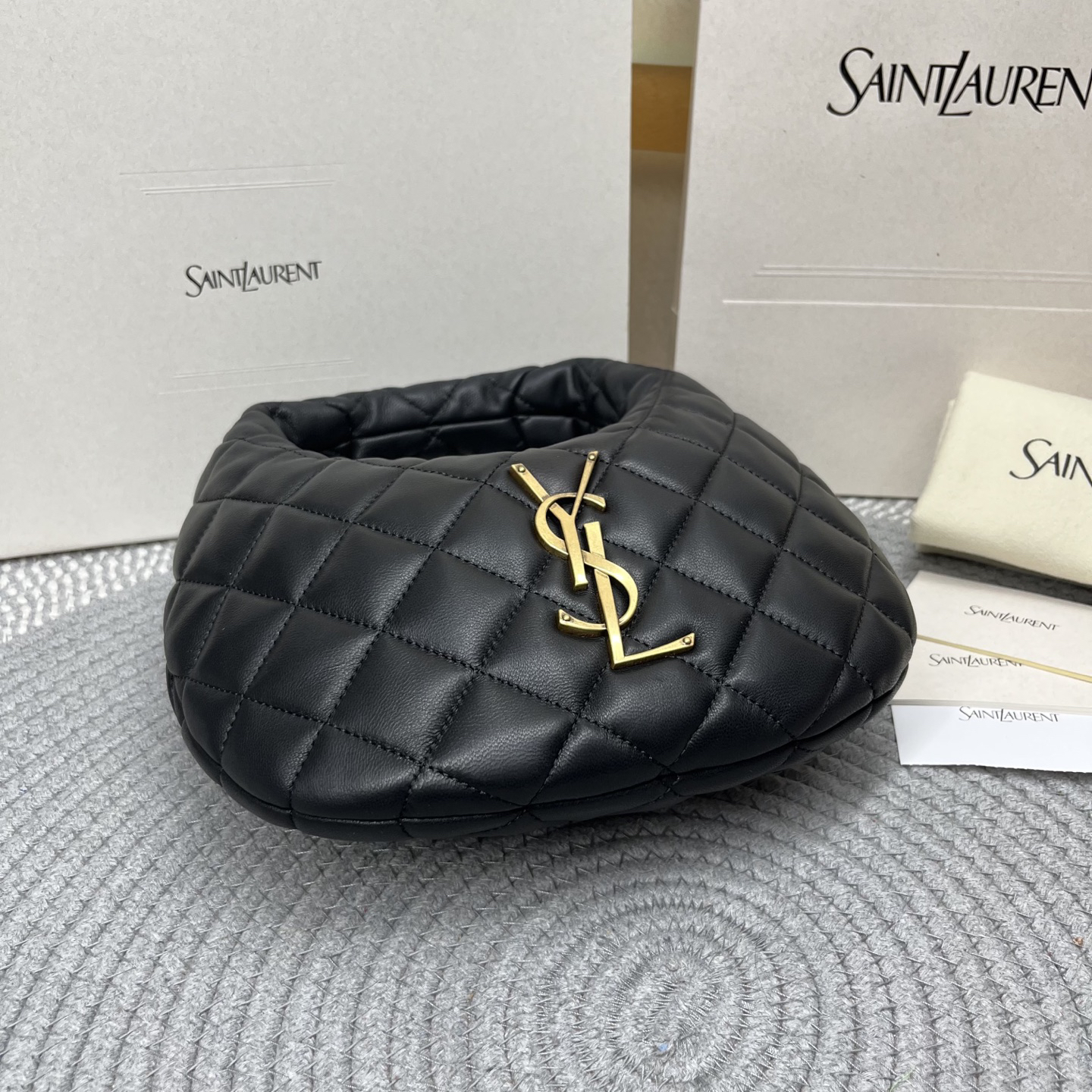 Saint Laurent YSL ICARINO in quilted nappa Hobo Bag - Black