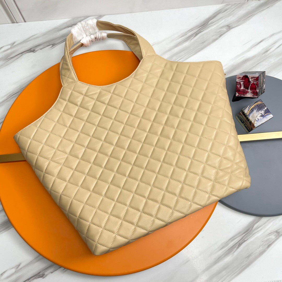 SAINT LAURENT ICARE MAXI SHOPPING BAG IN QUILTED Calfskin APRICOT - Bag