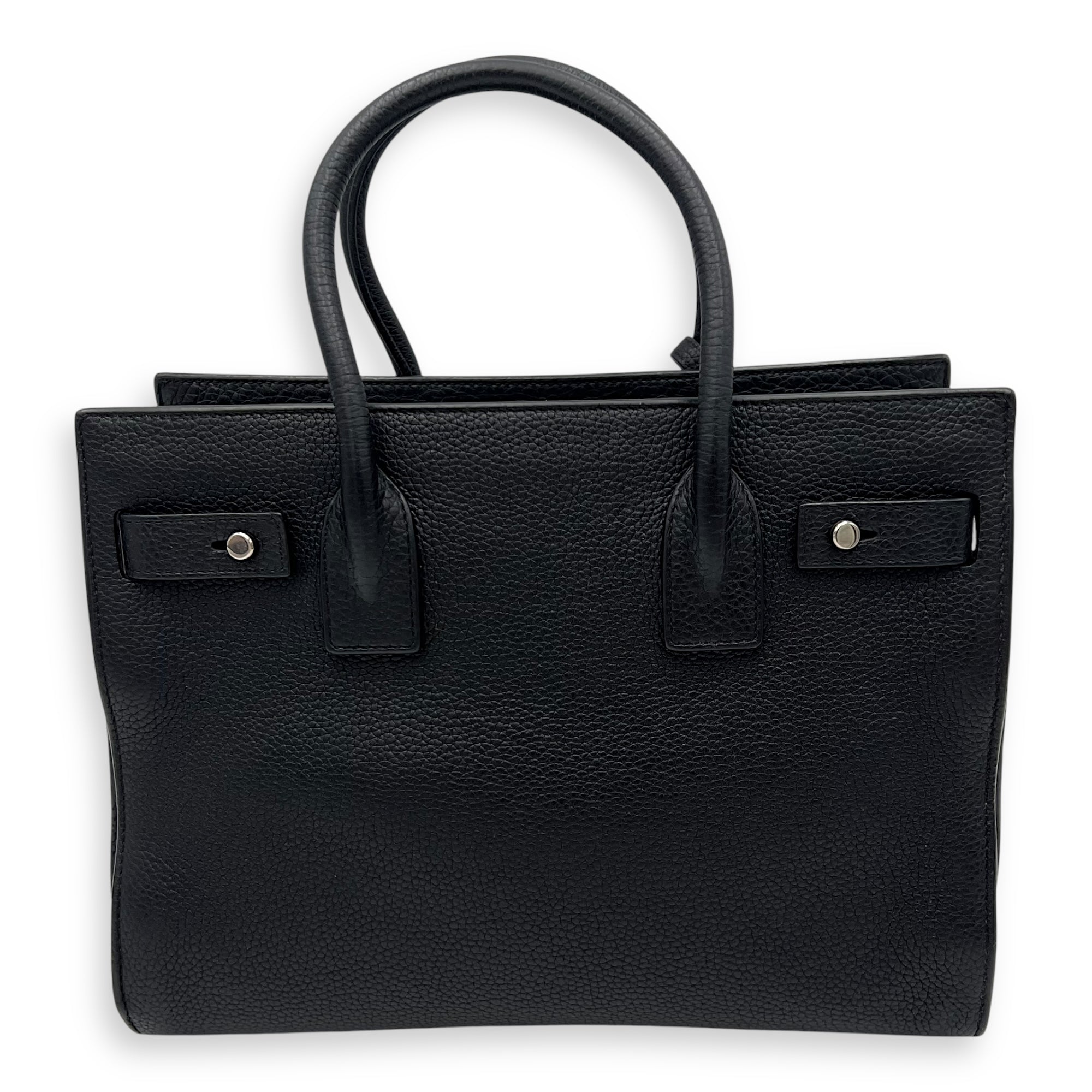 Sac de Jour Top Handle Bag Baby Black in Calfskin, Silver hardware