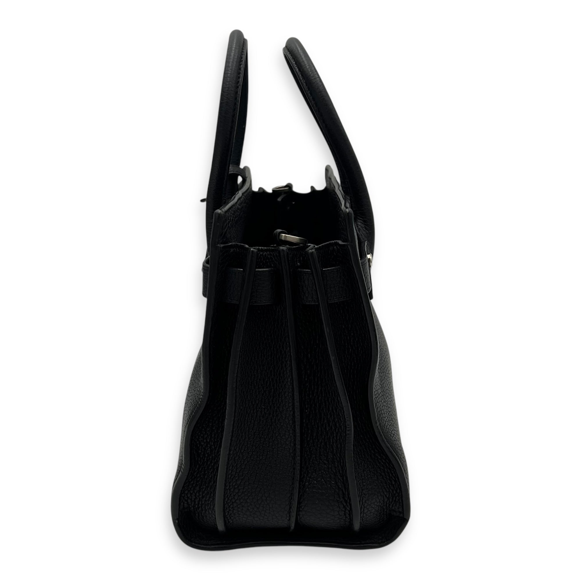 Sac de Jour Top Handle Bag Baby Black in Calfskin, Silver hardware