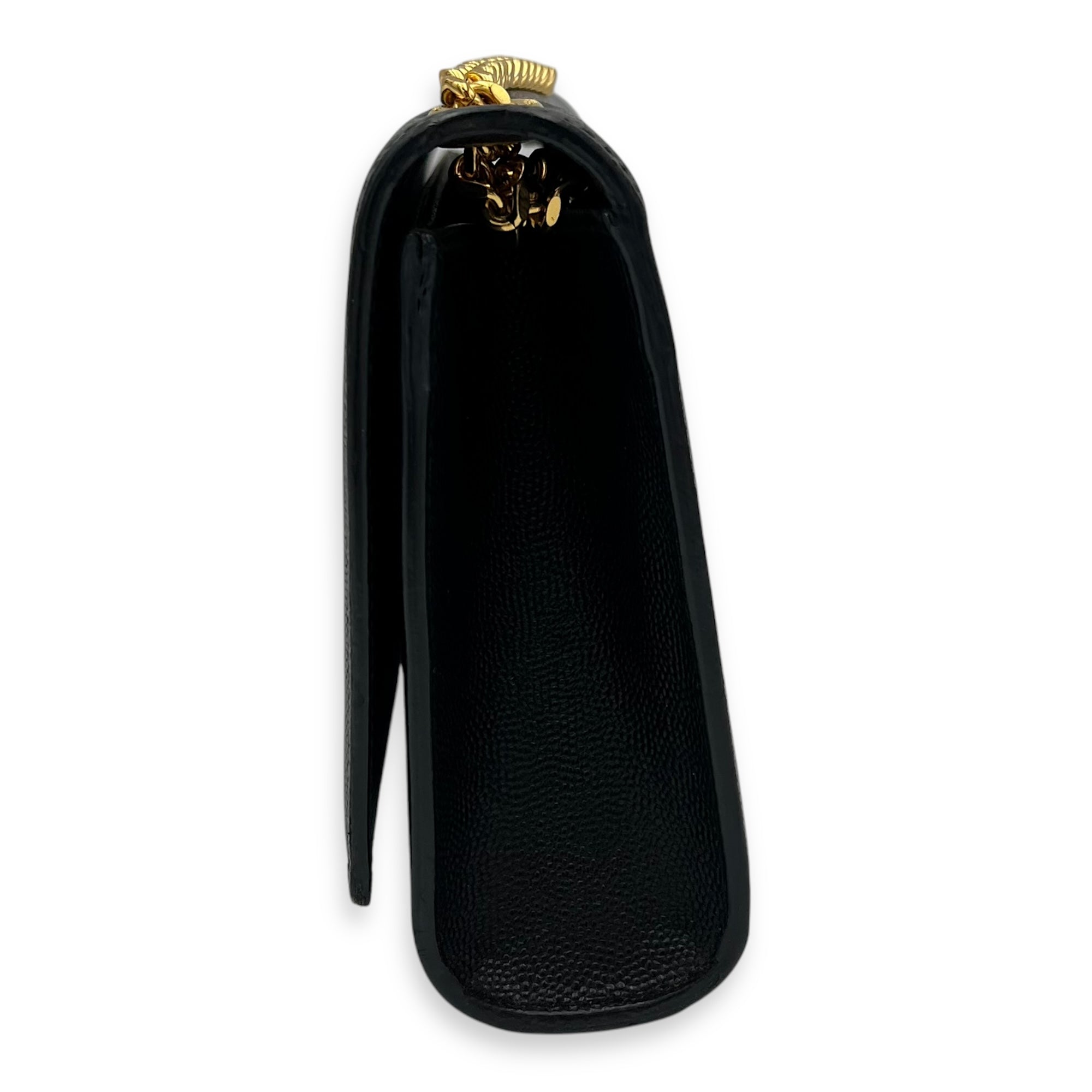 Kate Black Crossbody Bag in Calfskin, Gold hardware