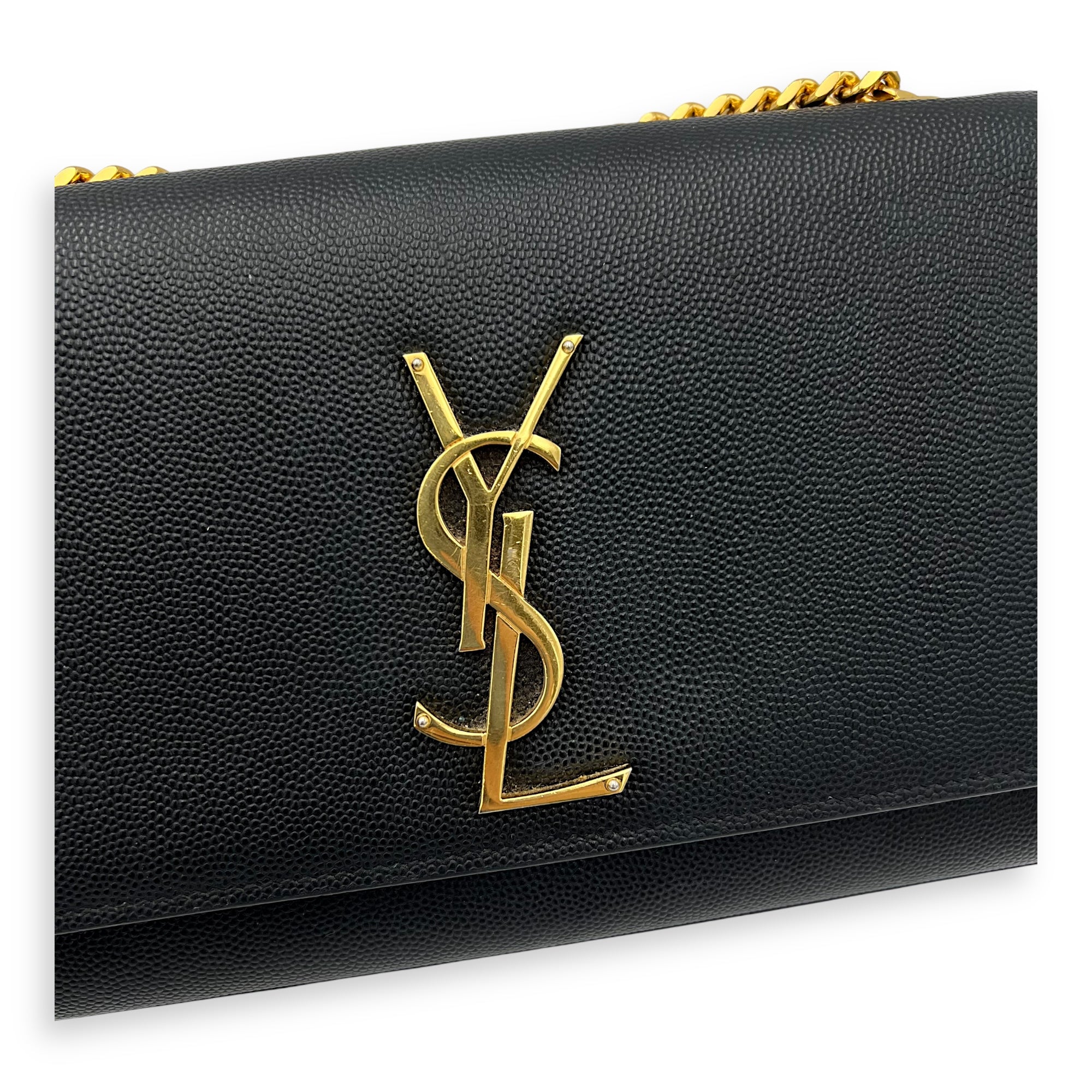 Kate Black Crossbody Bag in Calfskin, Gold hardware