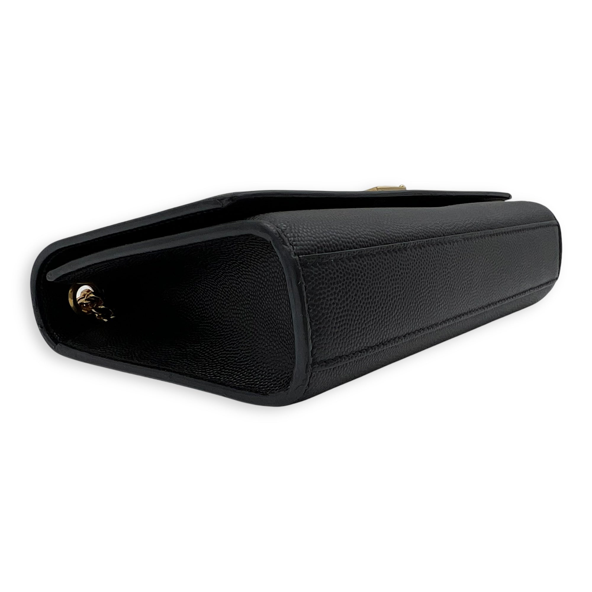 Kate Black Crossbody Bag in Calfskin, Gold hardware