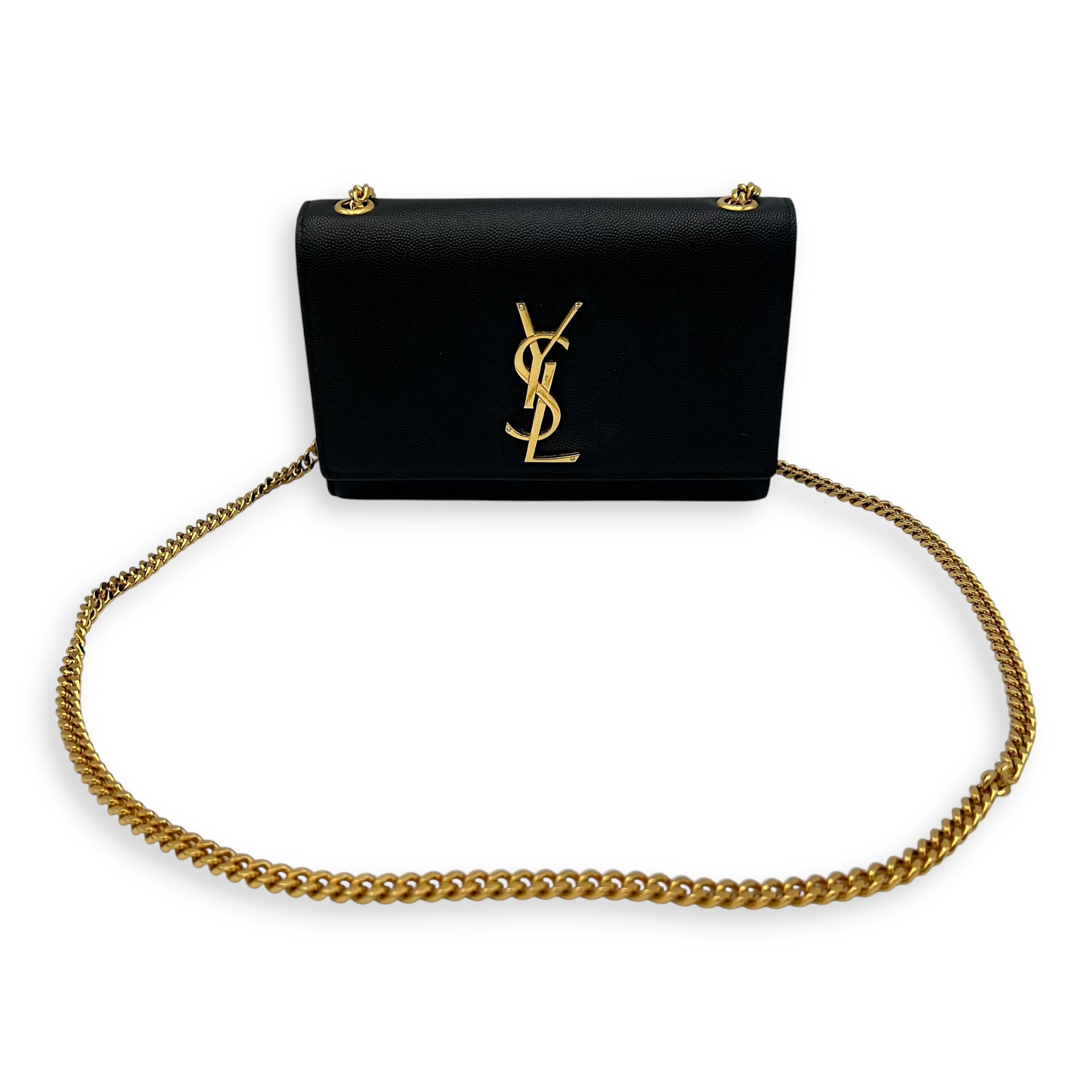 Kate Black Crossbody Bag in Calfskin, Gold hardware