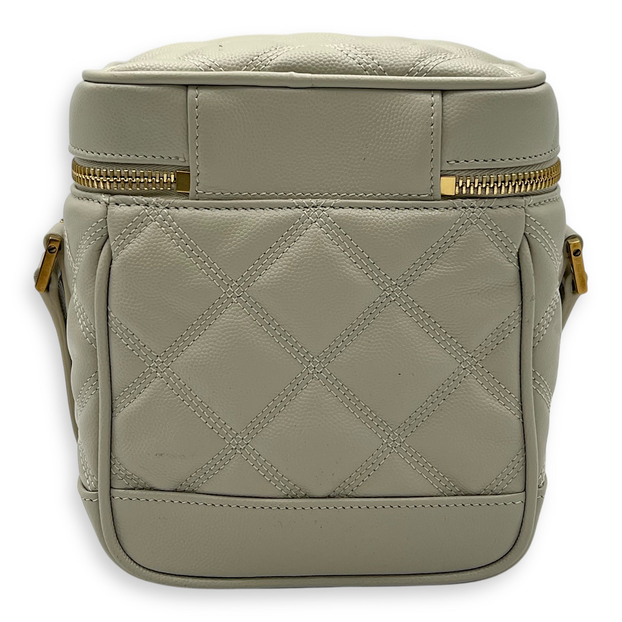 Quilted 80's Vanity Bag White in Calfskin, Gold hardware