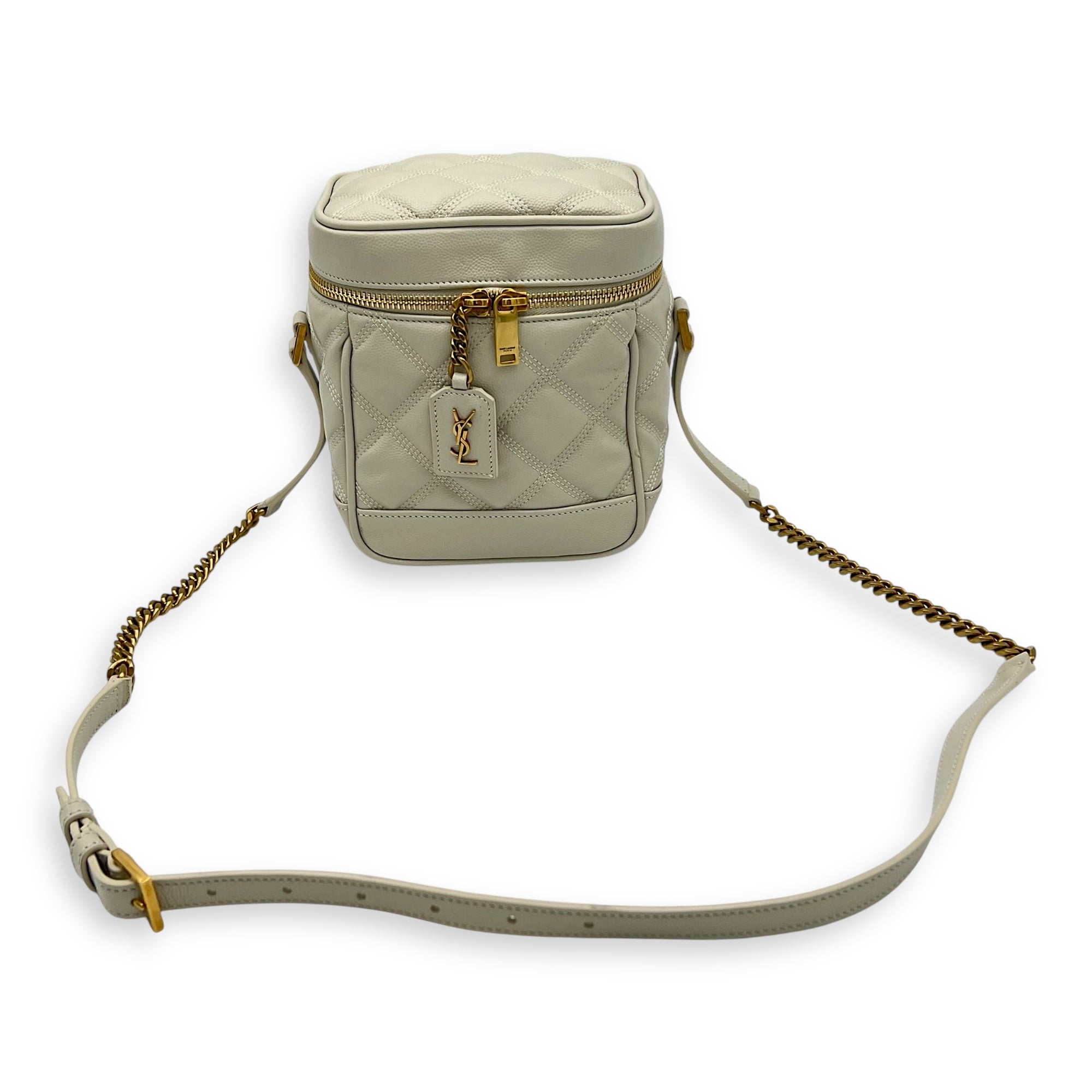 Quilted 80's Vanity Bag White in Calfskin, Gold hardware