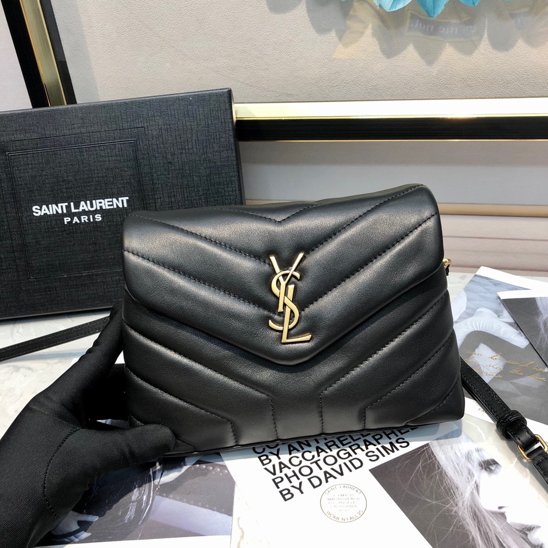 [TOP] SAINT LAURENT Loulou Toy quilted leather shoulder bag black - Bag