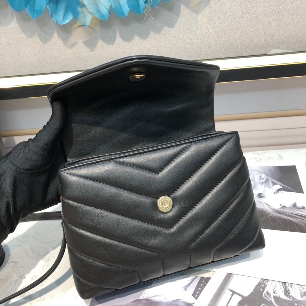 [TOP] SAINT LAURENT Loulou Toy quilted leather shoulder bag black - Bag
