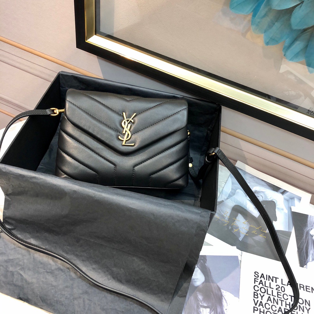 [TOP] SAINT LAURENT Loulou Toy quilted leather shoulder bag black - Bag