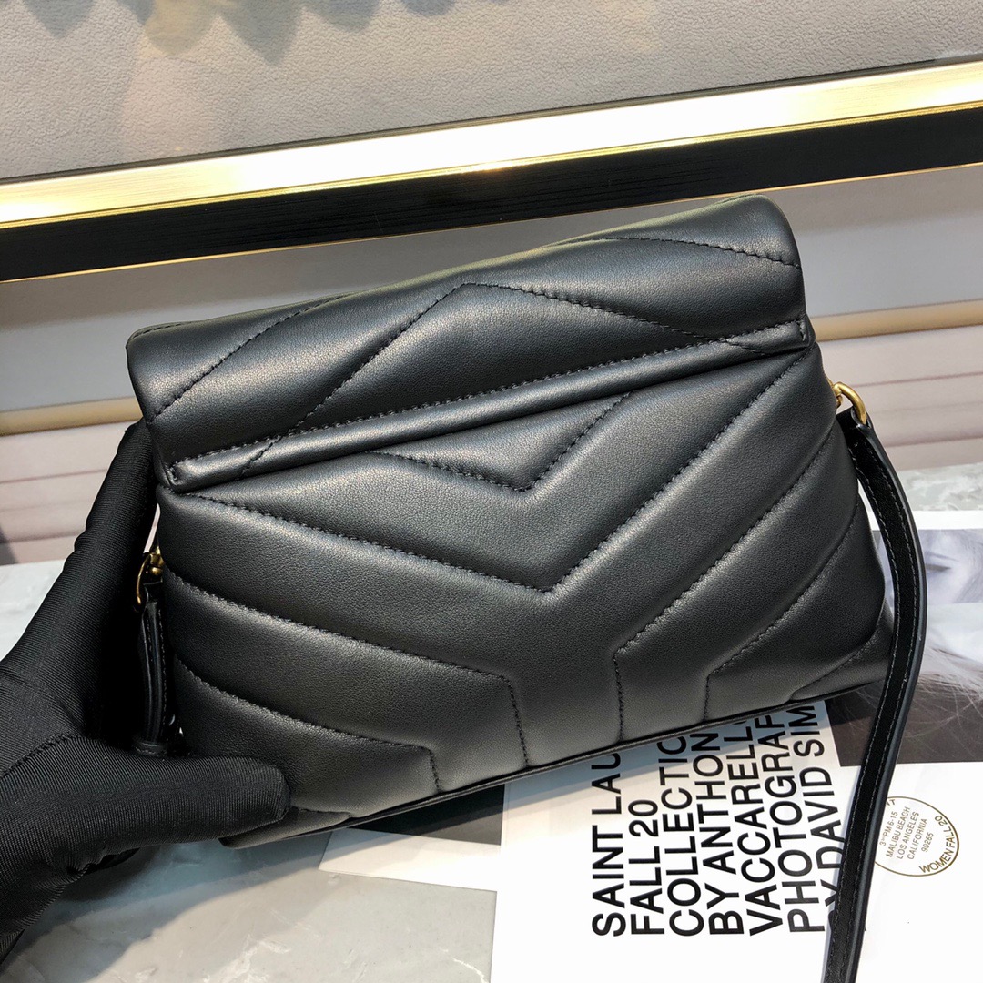[TOP] SAINT LAURENT Loulou Toy quilted leather shoulder bag black - Bag