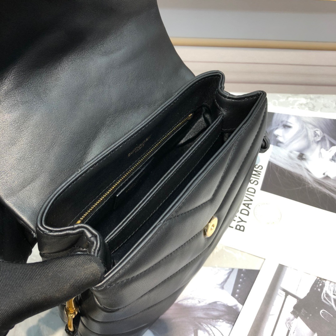 [TOP] SAINT LAURENT Loulou Toy quilted leather shoulder bag black - Bag