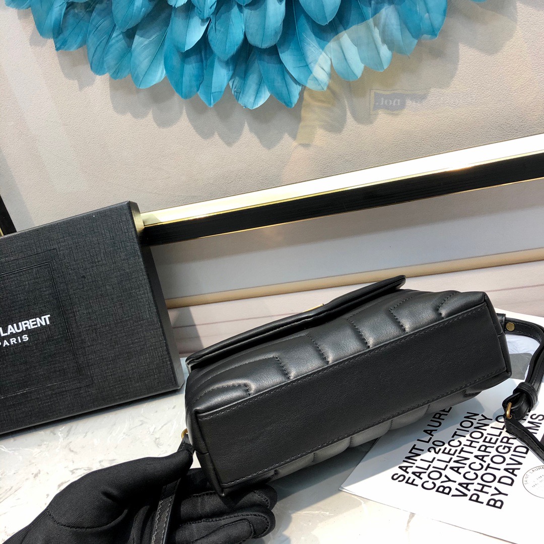 [TOP] SAINT LAURENT Loulou Toy quilted leather shoulder bag black - Bag