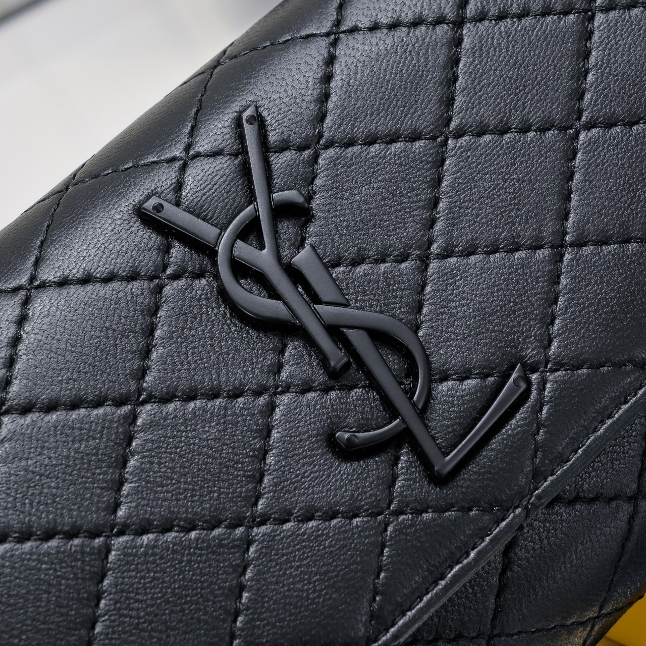 SAINT LAURENT BLACK GABY CHAIN PHONE HOLDER IN QUILTED Calfskin-BLACK HARDWARE - Bag