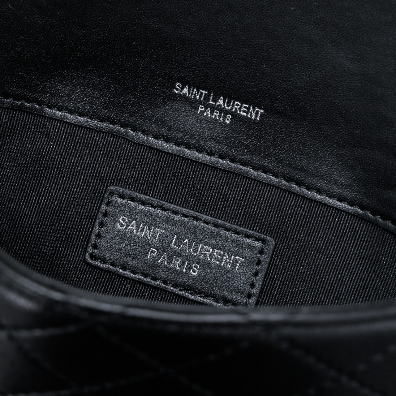 SAINT LAURENT BLACK GABY CHAIN PHONE HOLDER IN QUILTED Calfskin-BLACK HARDWARE - Bag