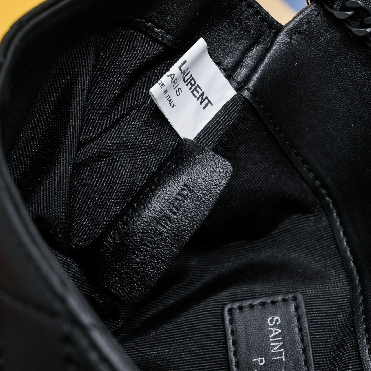 SAINT LAURENT BLACK GABY CHAIN PHONE HOLDER IN QUILTED Calfskin-BLACK HARDWARE - Bag