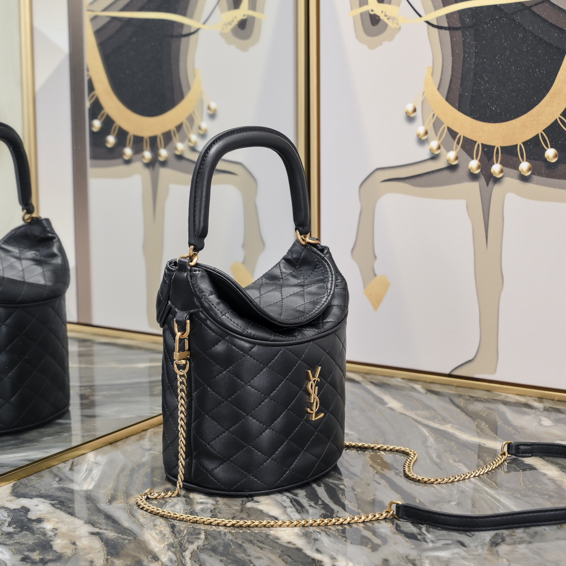 SAINT LAURENT YSL GABY bucket bag in lambskin - Bag