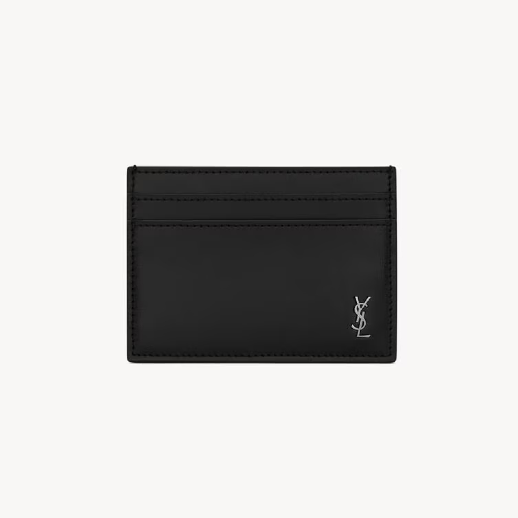 Saint Laurent YSL TINY CASSANDRE card case in matte leather - Black