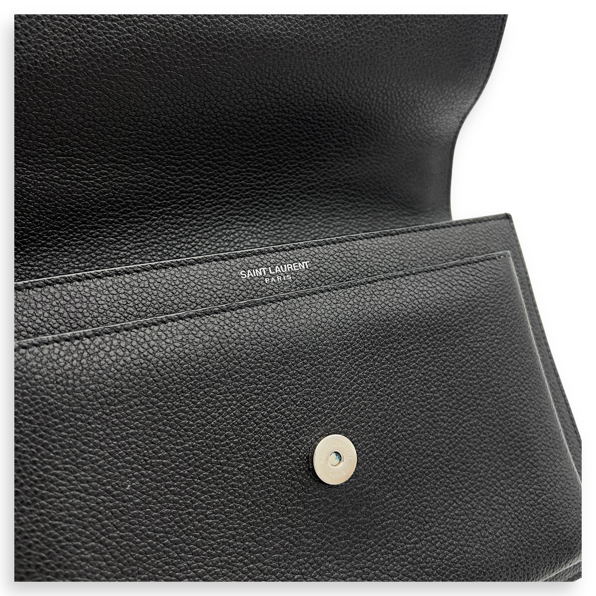 Sunset Medium Black Shoulder Bag in Calfskin, Silver hardware