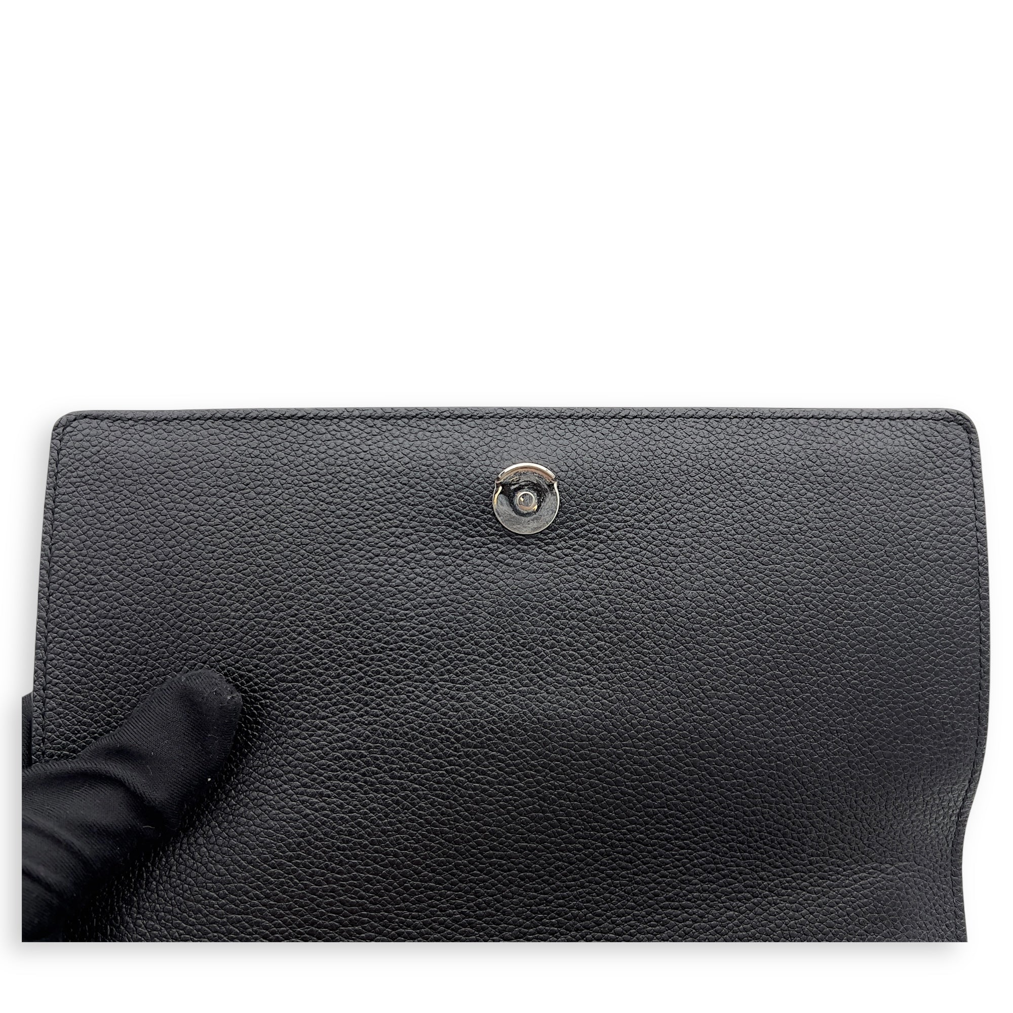 Sunset Medium Black Shoulder Bag in Calfskin, Silver hardware